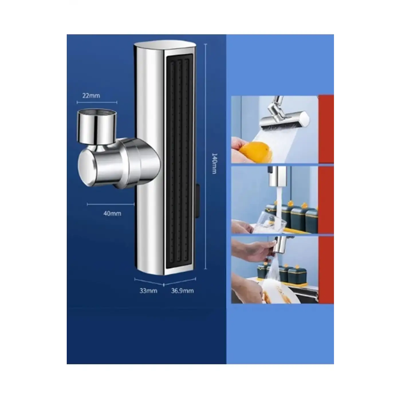 Krom Tasarruflu Şelale Musluk Başlığı 4 Modlu, Ayarlanabilir, Su Tasarrufu Sağlayan Pratik Başlık