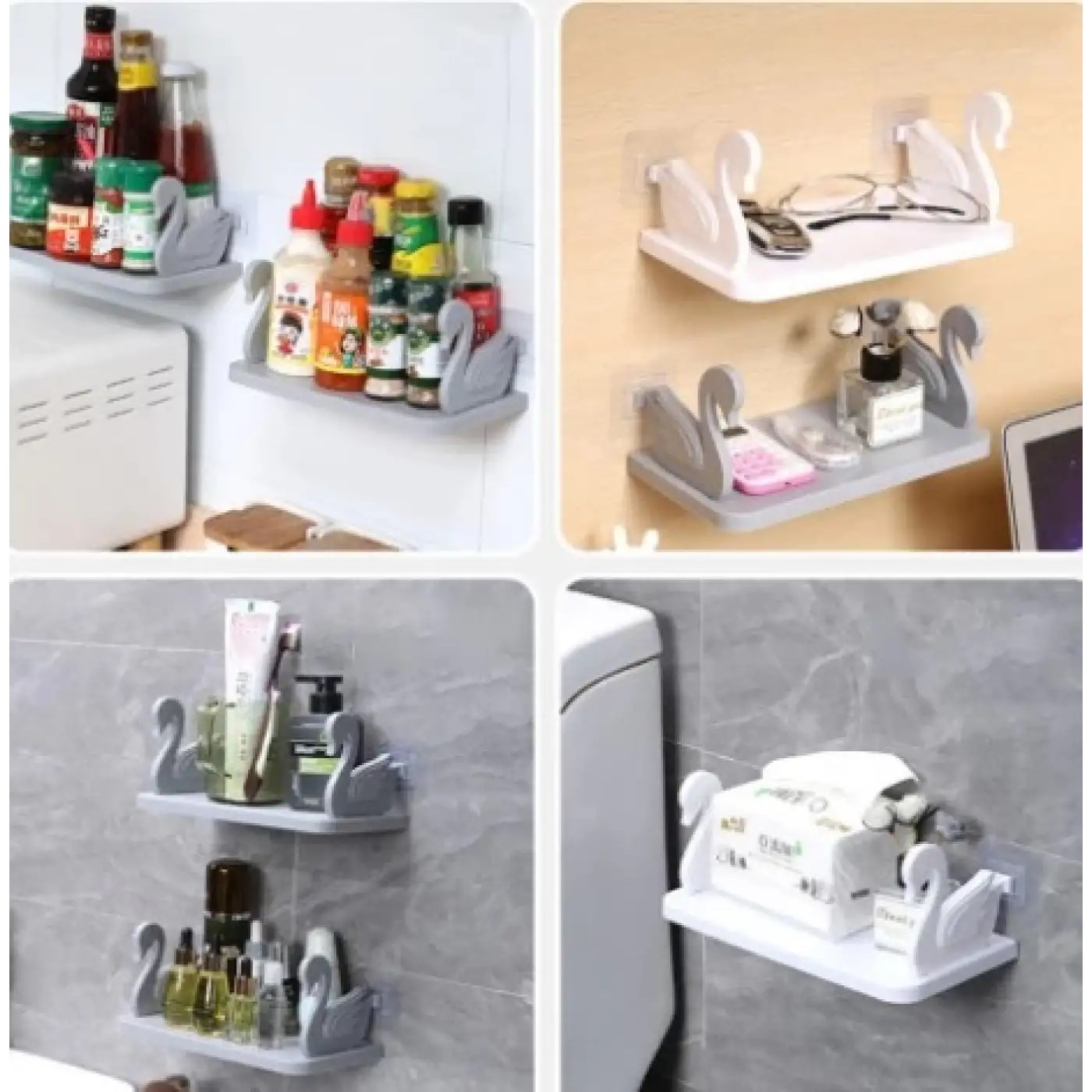 Pratik Kuğu Tasarımlı Kendinden Yapışkanlı Raf