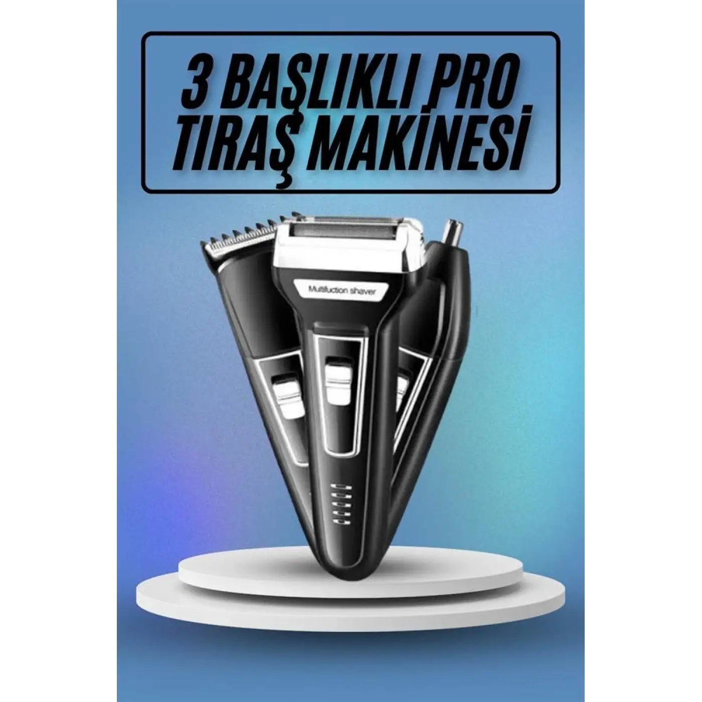 Kulak Burun Kıl Kesme Ense Yanak Tıraş Seti 3 Başlıklı Profesyonel