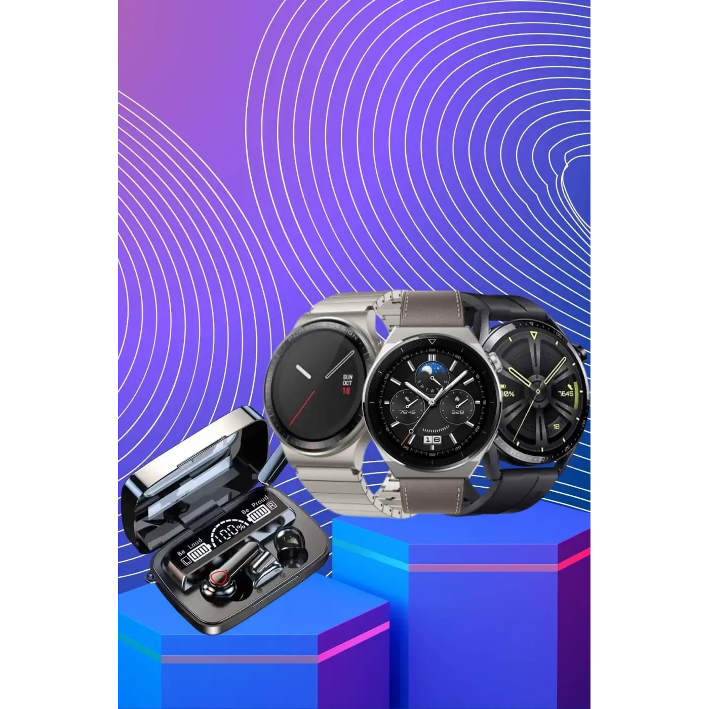 Kulak İçi Kablosuz Bluetooth Kulaklık ve NFC ve GPS Özellikli Akıllı Saat Alarm ve Titreşim