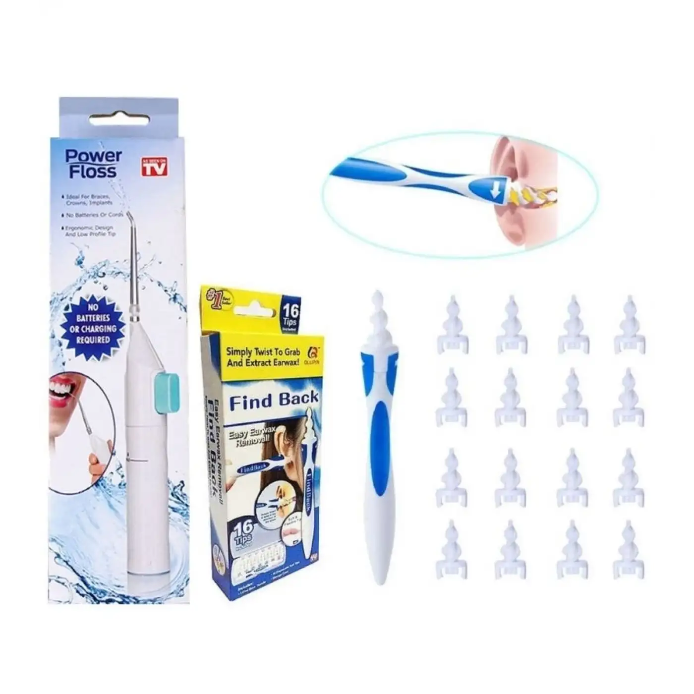 Kulak Temizleme ve Power Floss Diş Temizleme Seti | Mekanik Ağız Bakımı