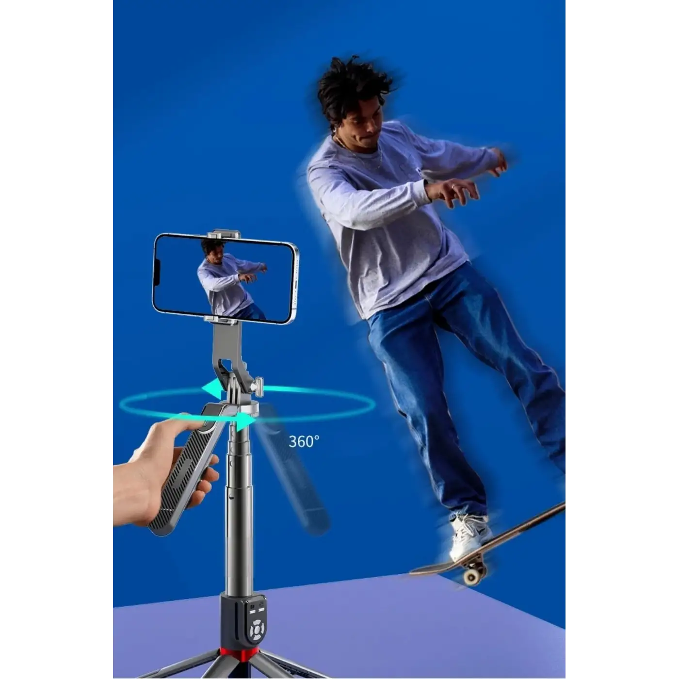 Kumandalı 360 Derece Dönebilen Cep Telefonu Ve Kamera Tripodu 2.2m Uzayabilen Selfie Çubuğu