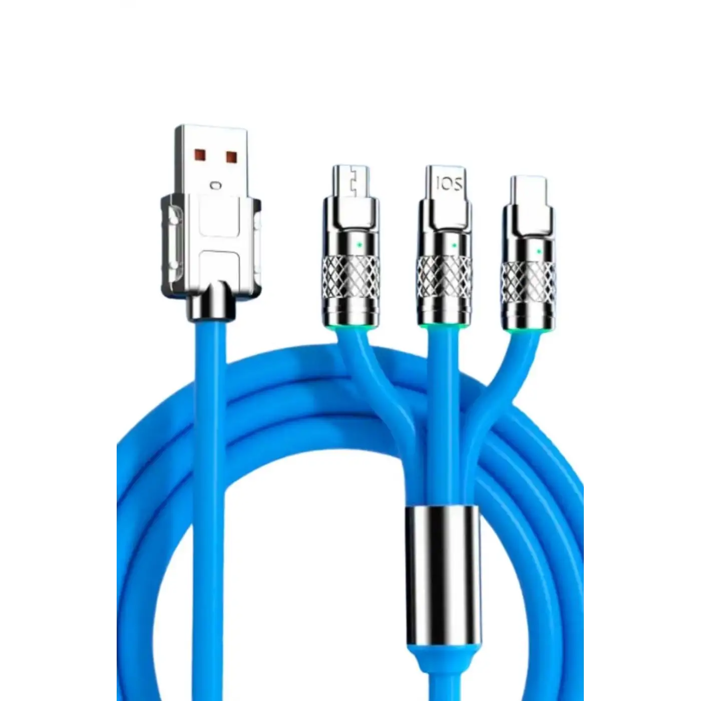 Kutulu  3 Şarj Aleti 1 Arada Çinko Alaşım Hızlı Şarj Kablosu Mavi 3 İn 1