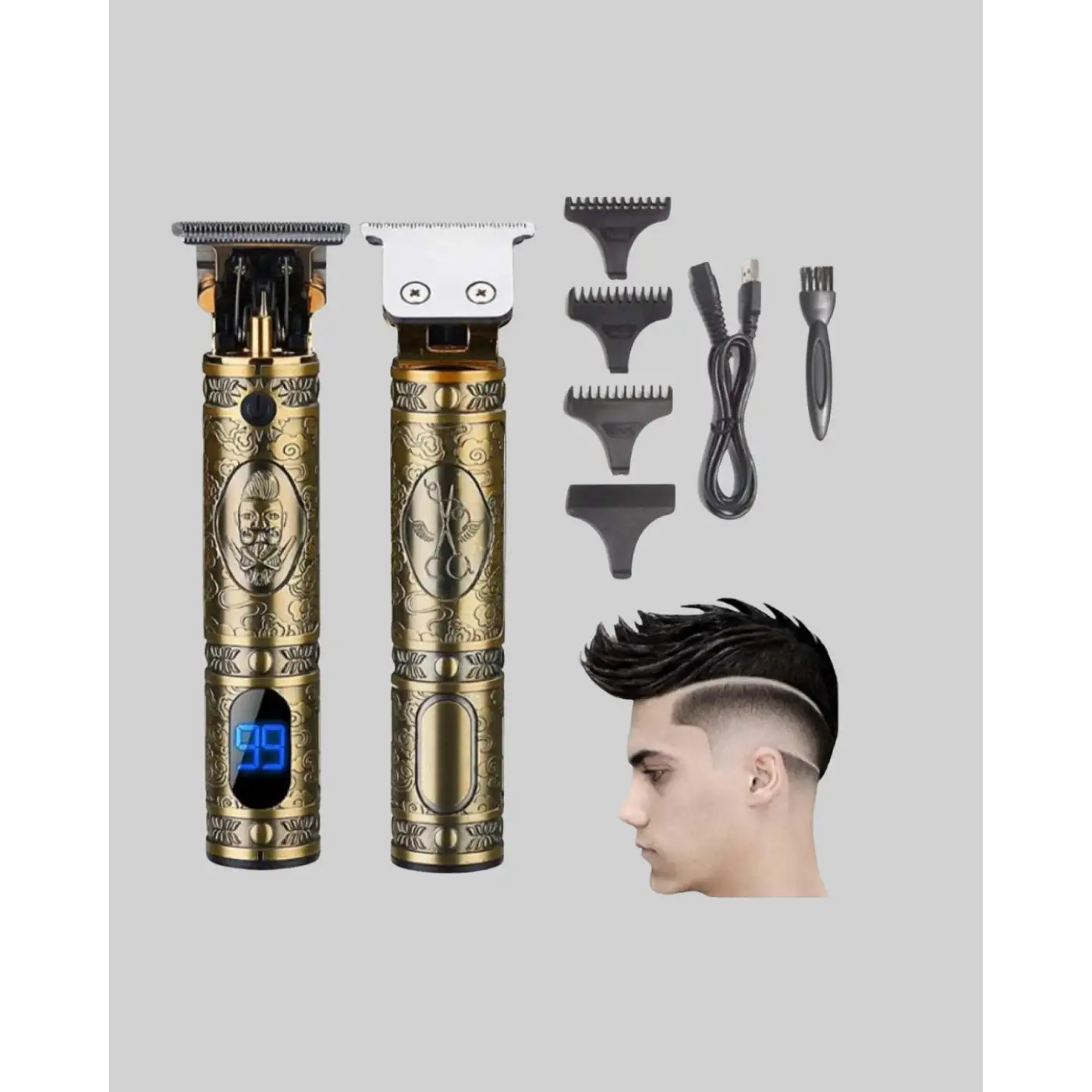 LCD Ekranlı Şarjlı Tıraş Makinesi Erkek Saç Sakal Kesme