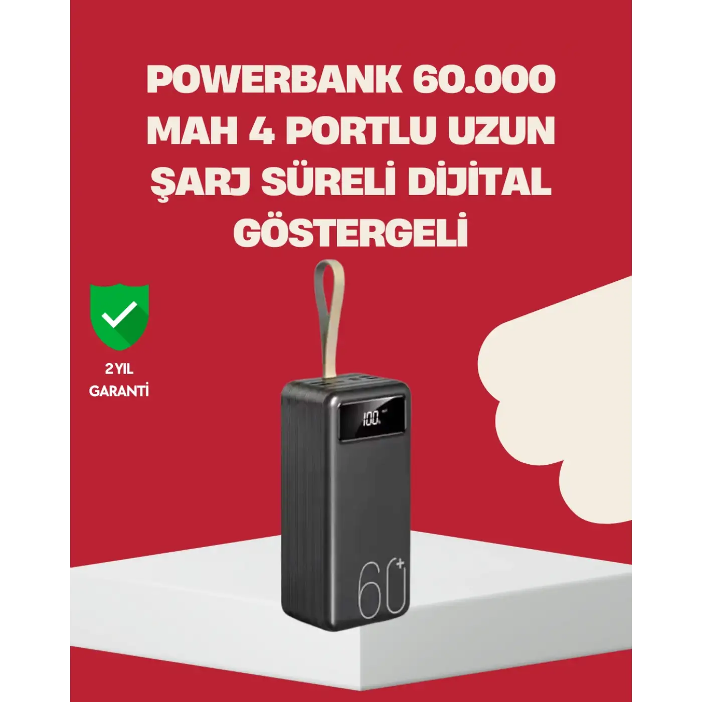 LED Ekranlı Çok Fonksiyonlu Taşınabilir Şarj Ünitesi Powerbank