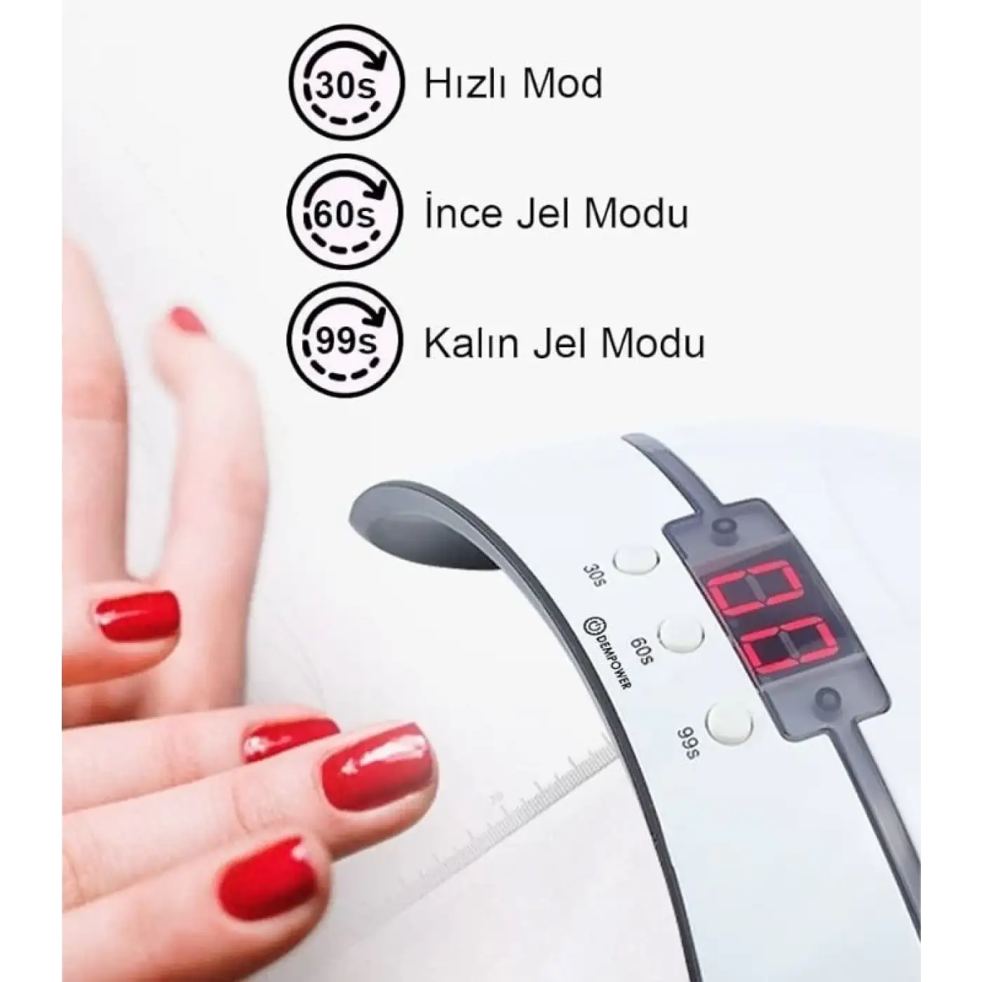 Ledli Profesyonel Taşınabilir Etkili ve Tasarımlı Dijital Göstergeli Oje Kurutucu