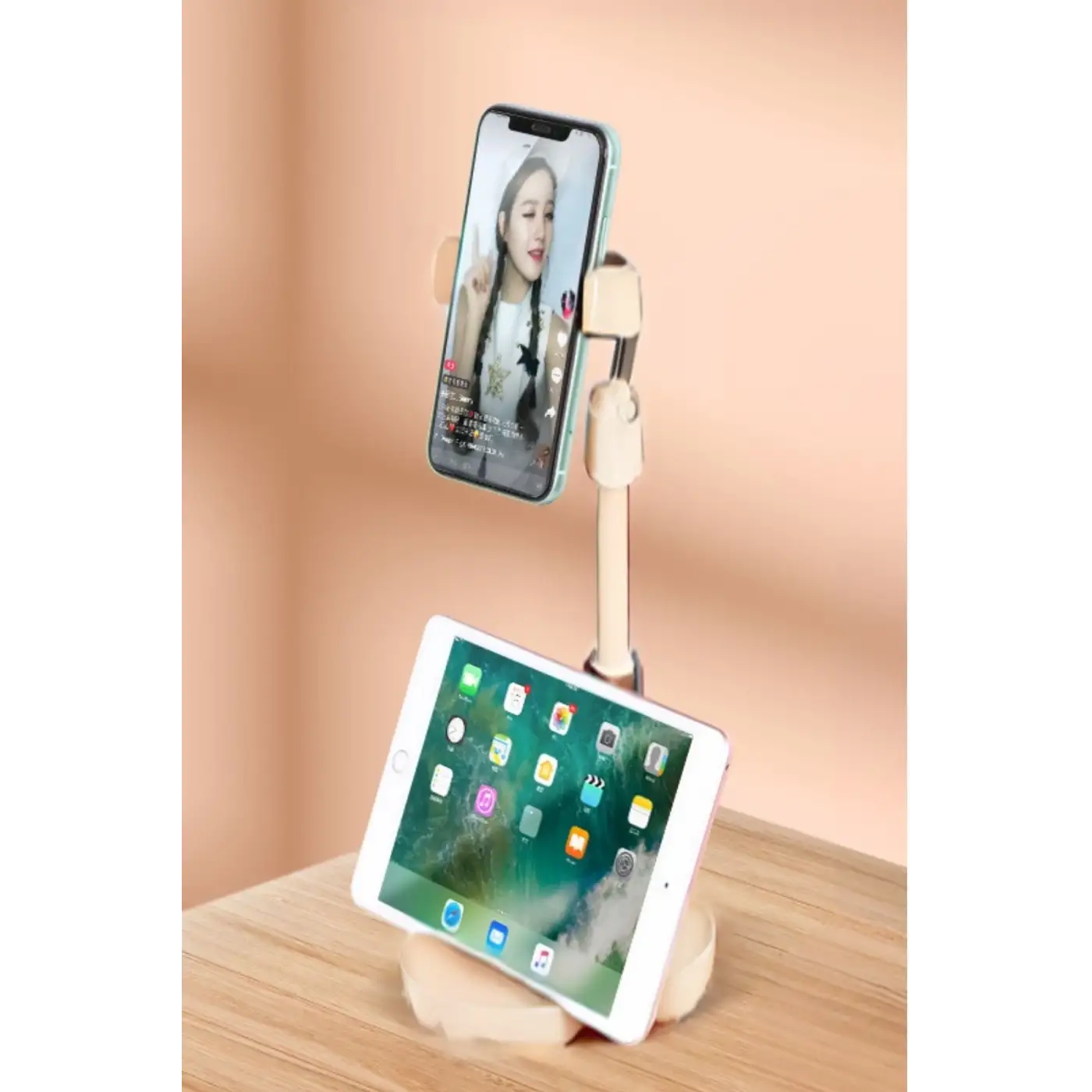 Masa Üstü Tablet Ve Telefon Tutucu Plastik Aparat Beyaz Telefon Standı