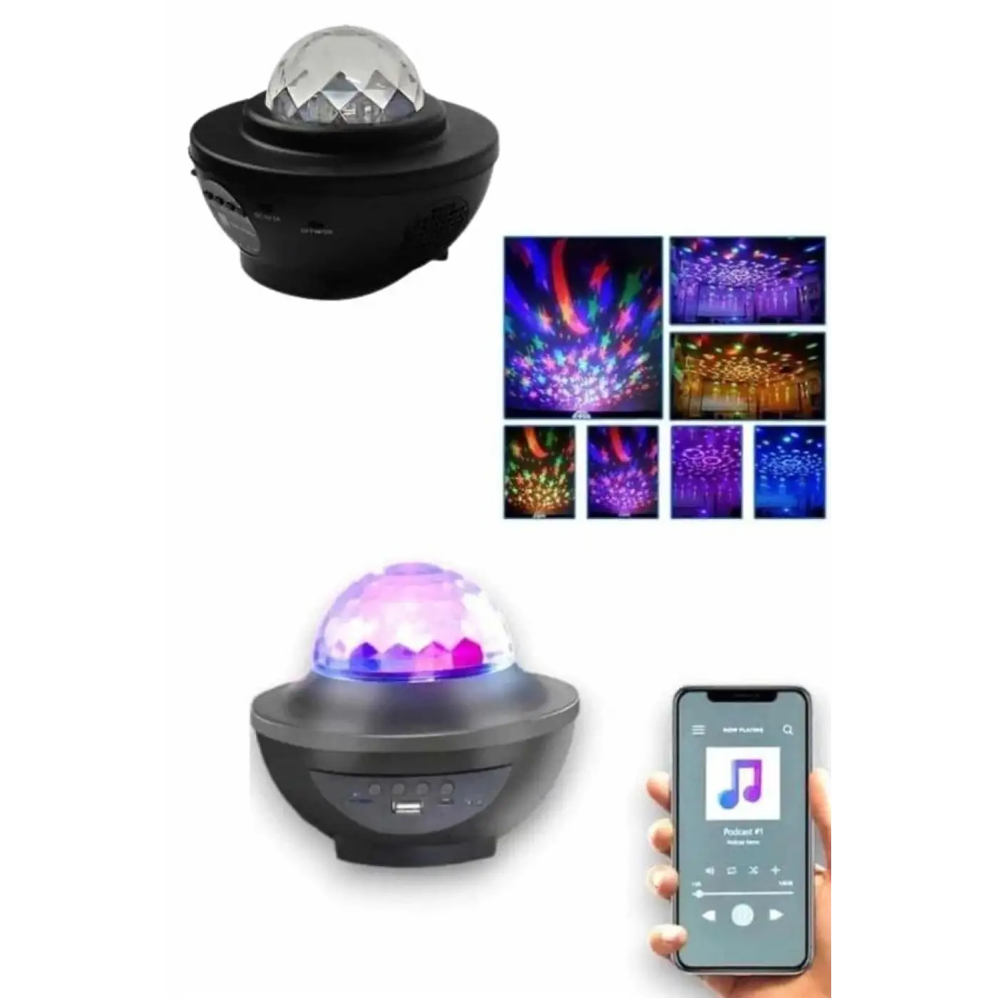 Masa ve Gece Lambası Renkli Projektör Işıklı Disko Topu Bluetooth Hoparlör