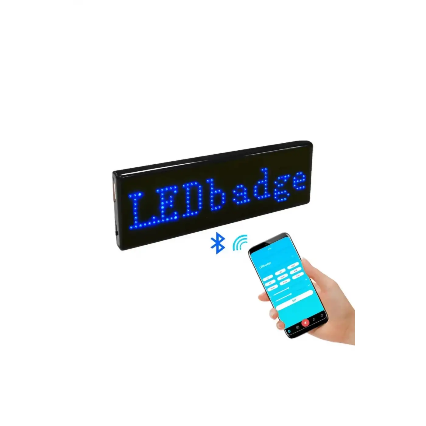 Matrix Kayan Led Yaka Rozeti Mobil Kontrollü Dijital Etiket 9×3cm