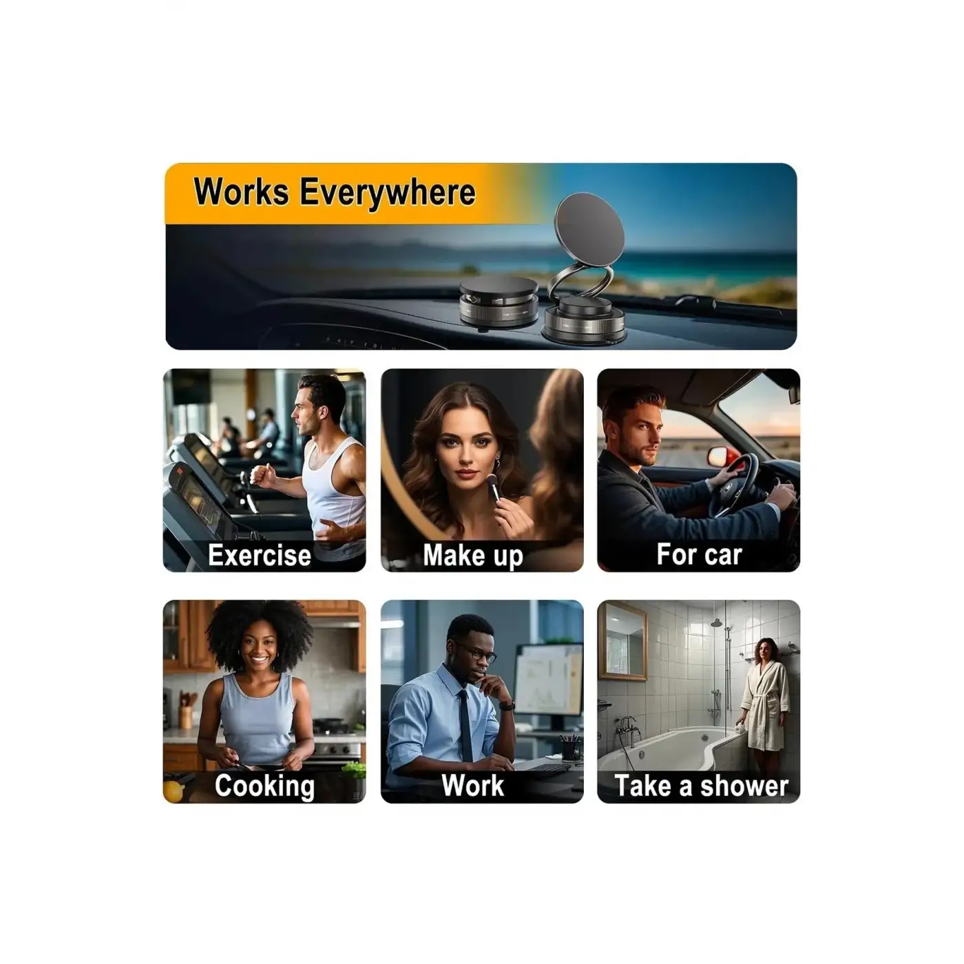 Metalik Magsafe Telefon Tutucu Tüm Yüzeylerle Uyumlu Vakumlu 360 Dönen Oynar Başlık