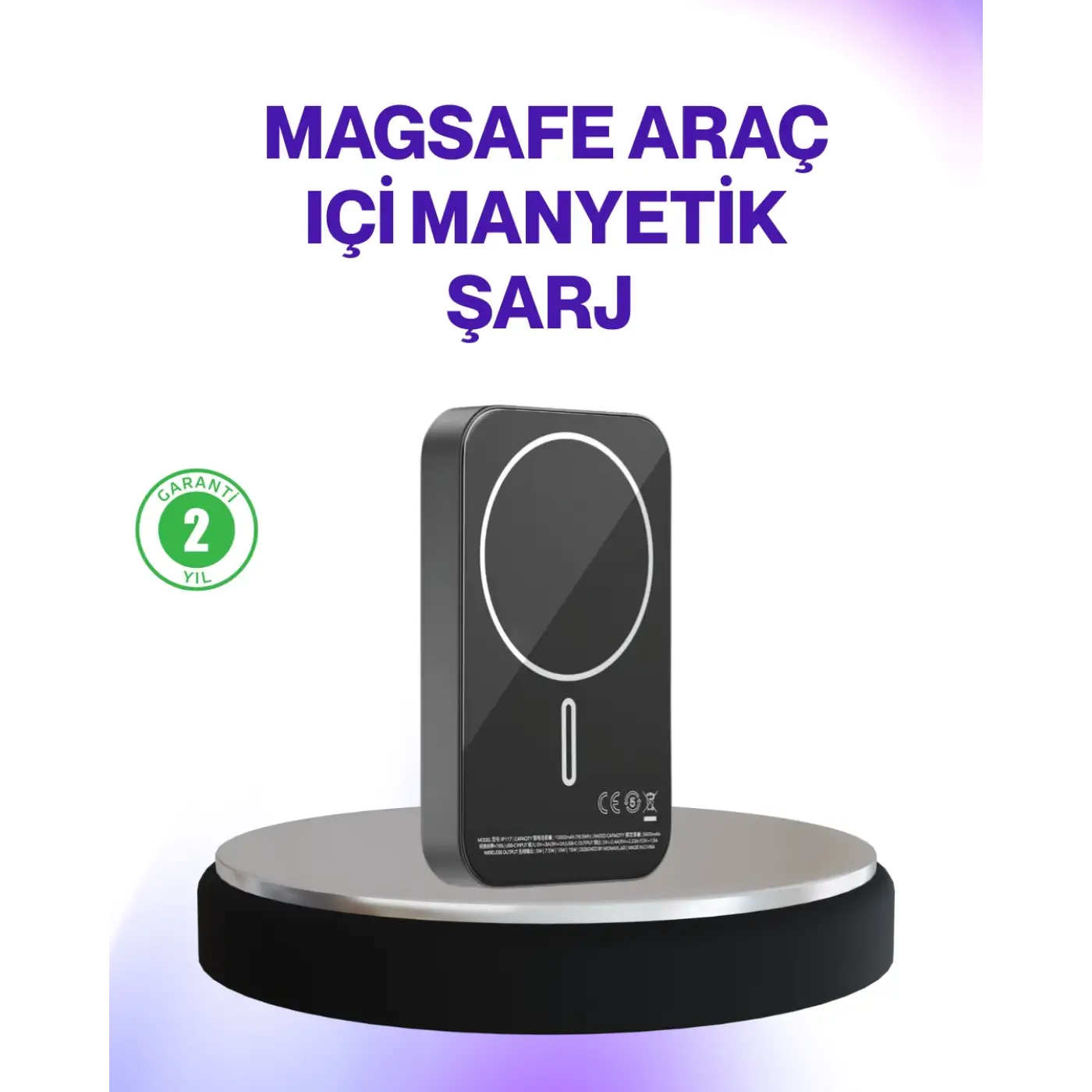 Mıknatıslı MagSafe Uyumlu Araç Tutucu Kablosuz Şarj Destekli