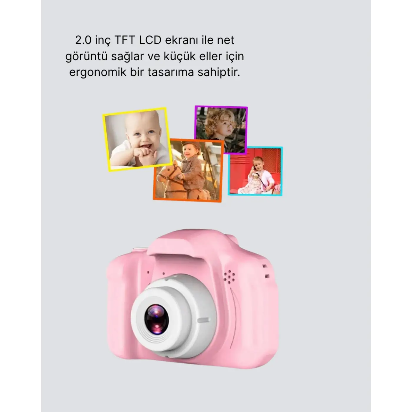 Mini Dijital Çocuk Kamerası 8MP HD Ekranlı 1080P Video ve Şarjlı