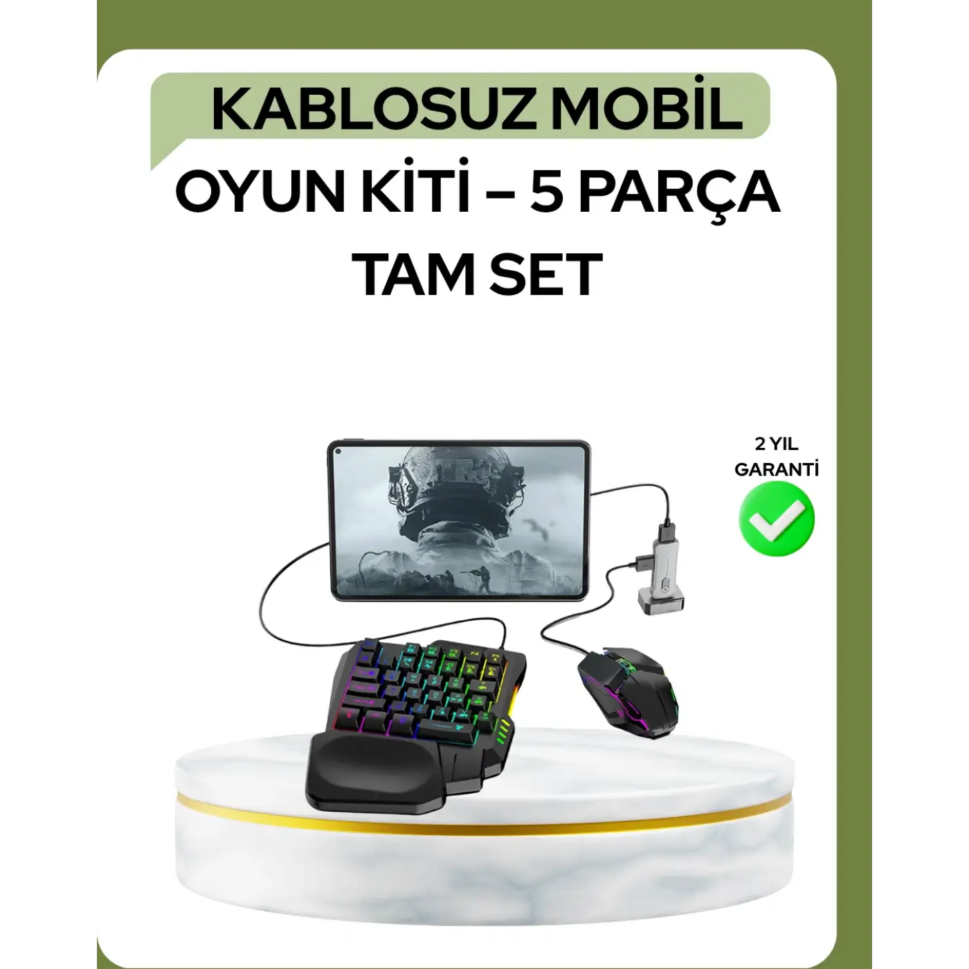 Mobil PUBG Oyuncuları İçin 5in1 Klavye Mouse Oyun Seti – BT5.3 Destekli