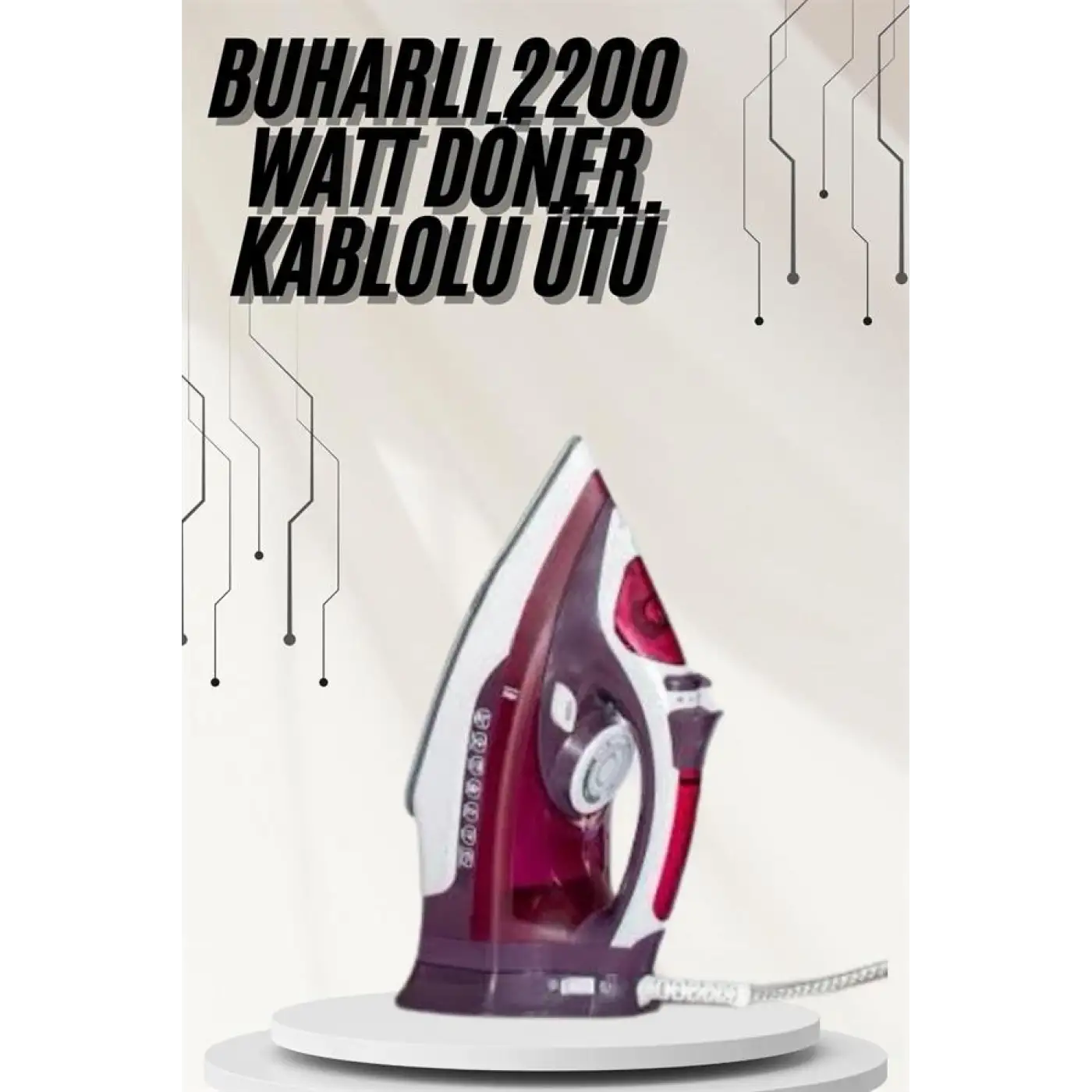 Modern Tasarım 2200W Dayanıklı Buharlı Seramik Kaplama Ütü