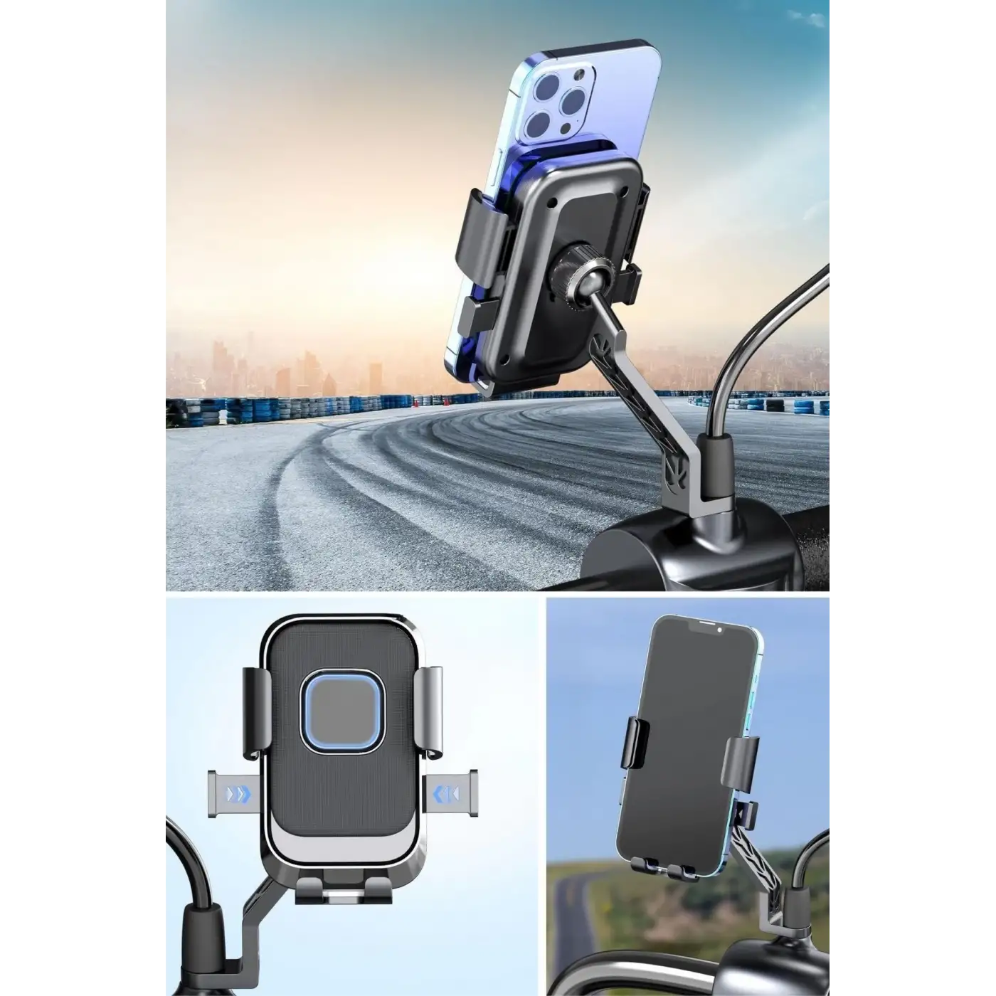 Motor,motosiklet,bisiklet ,scooter İçin 360 Derece Dönebilen Dikiz Aynası Versiyonu Telefon Tutucu Aparat