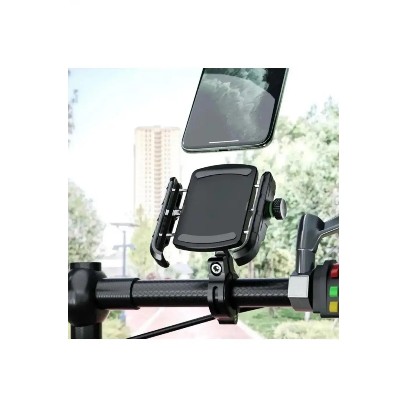 Motosiklet Gidon Ve Ayna Bağlantılı Motor Ve Bisiklet Uyumlu Telefon Tutucu 12-24w Hızlı Şarj