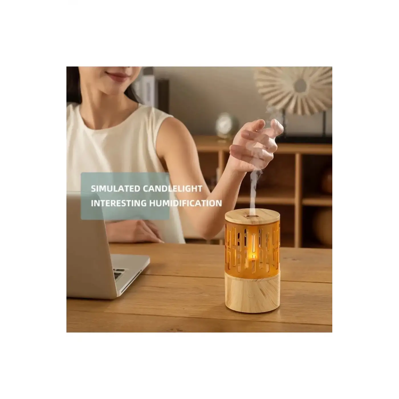 Mum Işığı Görünümlü Taşınabilir 125ml Kapasiteli Işıklı Aroma Yayıcı Hava Nemlendirici