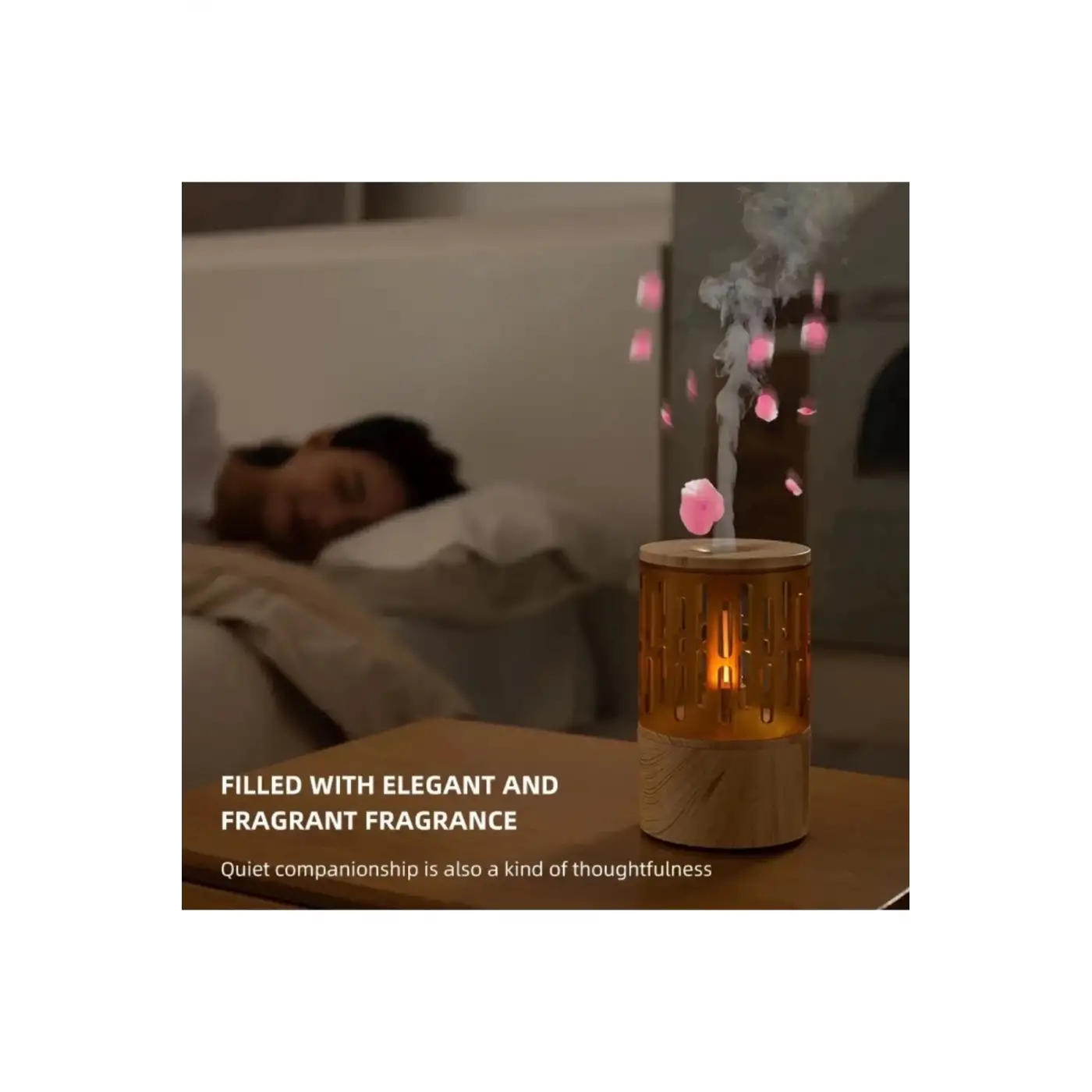 Mum Işığı Görünümlü Taşınabilir 125ml Kapasiteli Işıklı Aroma Yayıcı Hava Nemlendirici