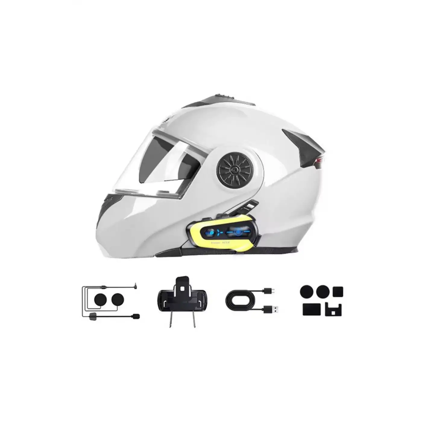 N3x Rgb Işıklı Intercom 3 Kişi Bağlantılı 1000mah Motosiklet Bluetooth Kulaklık Seti