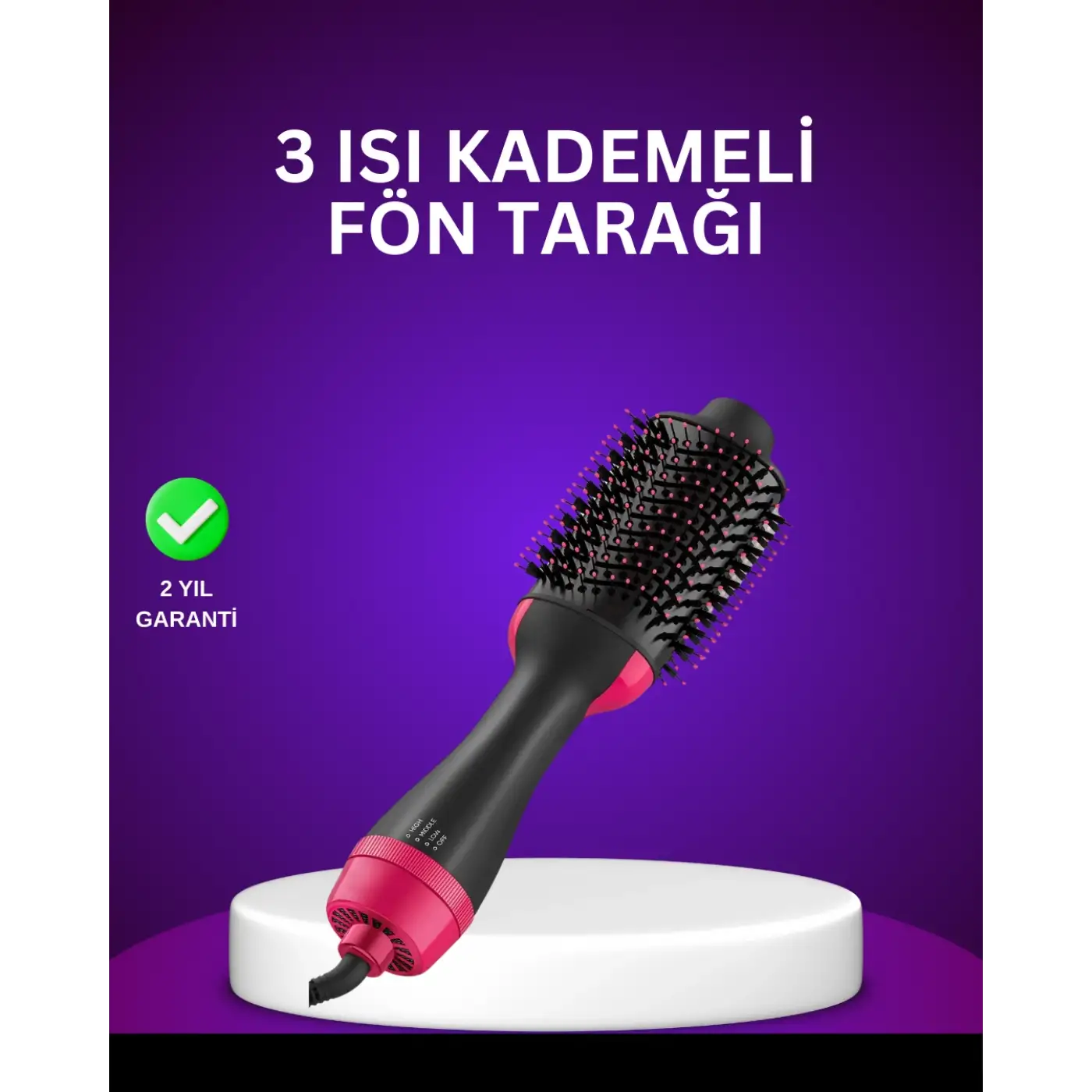 Negatif İyon Teknolojili Saç Kurutma ve Şekillendirme Fırçası