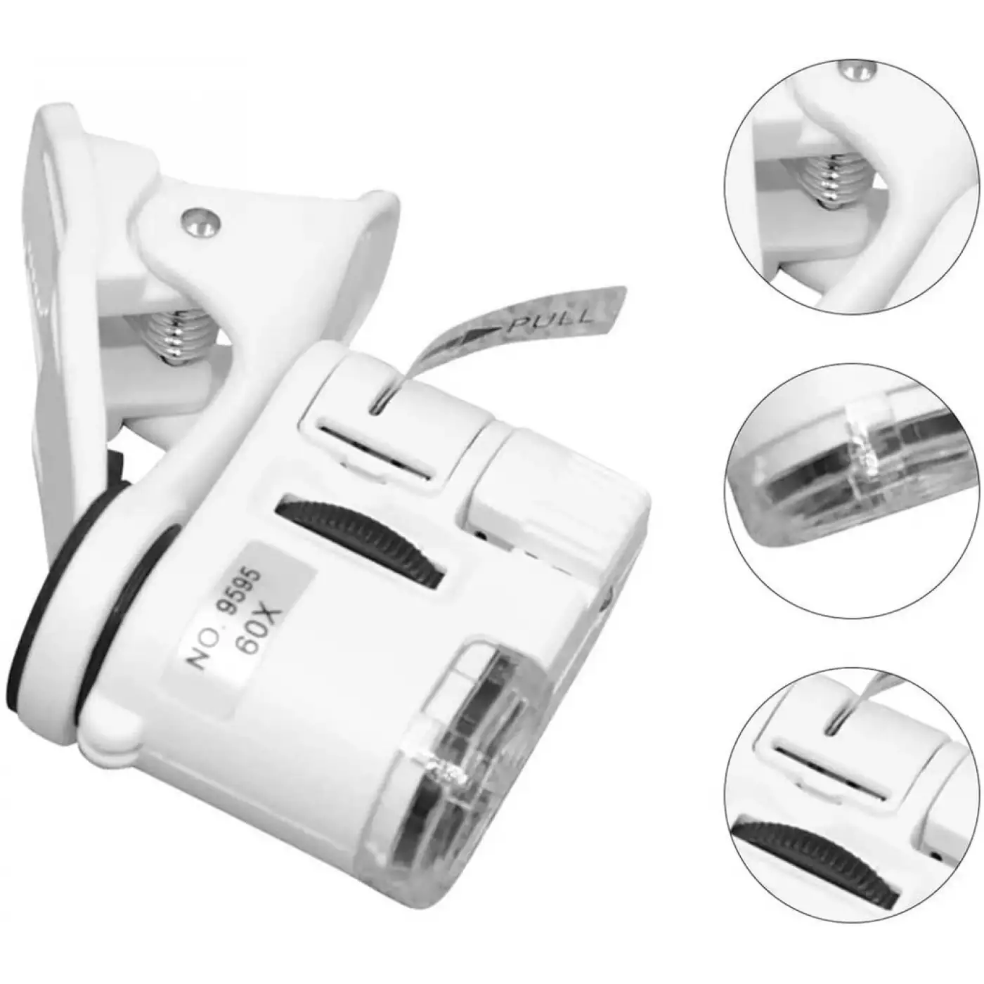 - 60X Mini Cep Telefonu Için Mandallı Mikroskop Uv Ledli Büyüteç Model AL2431