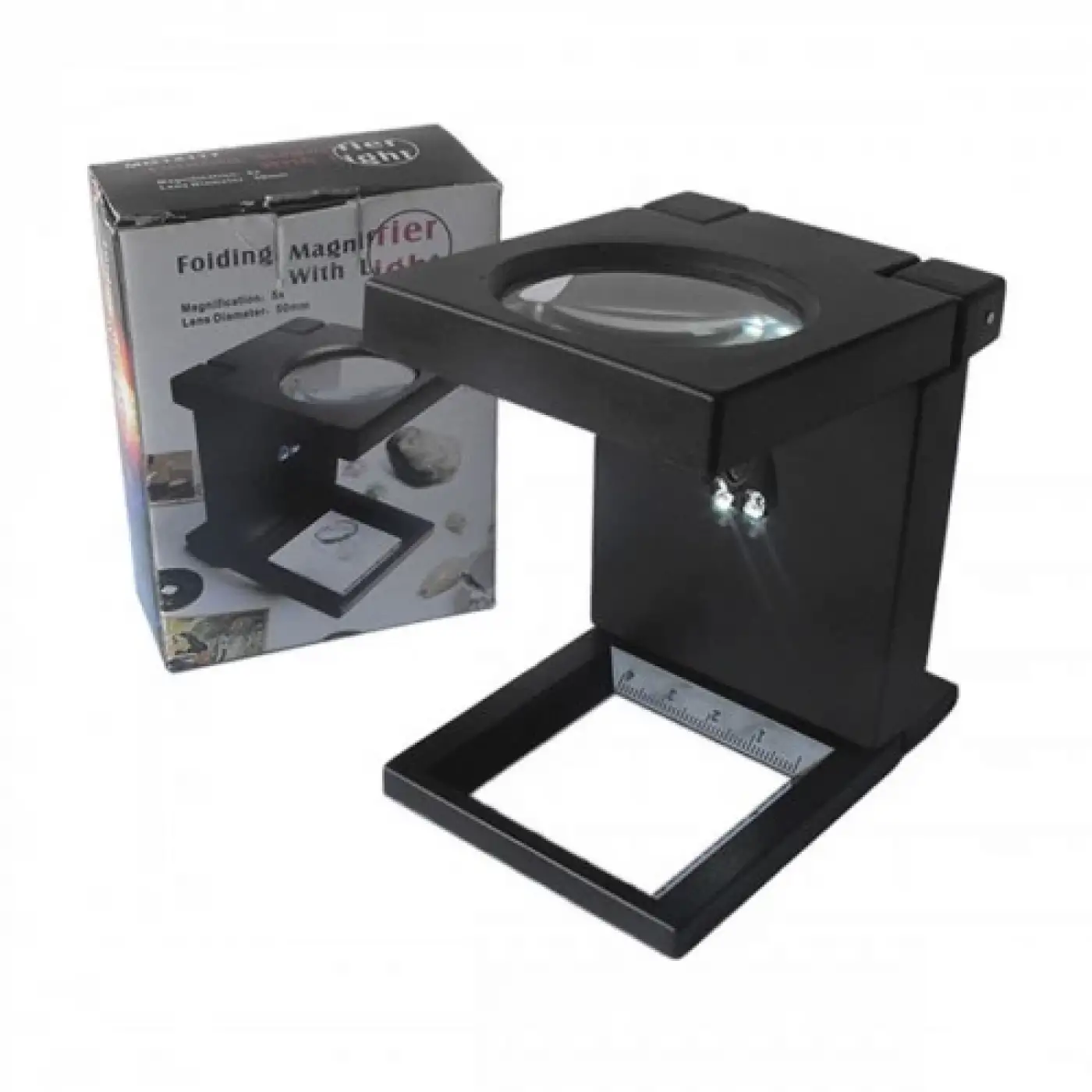 -Katlanır Plastık,led ışıklı Test Cıhazı Büyüteç 2.5x90mm