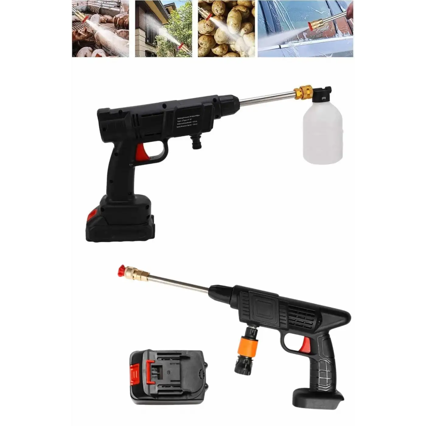 Oto Araba Yıkama Şarjlı Ve Yüksek Basınçlı Oto Yıkama Ve Sulama Tabancası