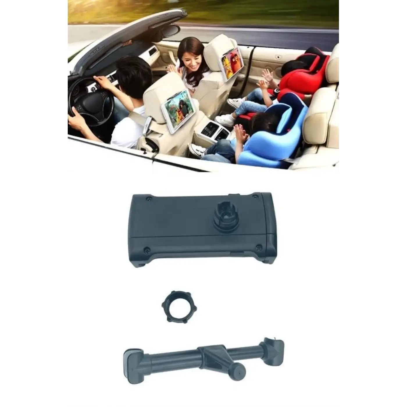 Oto Koltuk Arkası Telefon Tablet Tutucu Ayarlanabilir 360 Derece Dönebilen Pratik Stand