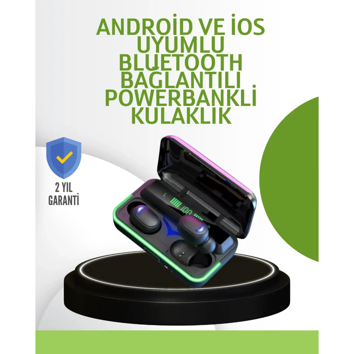 Oyun Modlu E10 Bluetooth Kulaklık Powerbank ve LED Ekranlı