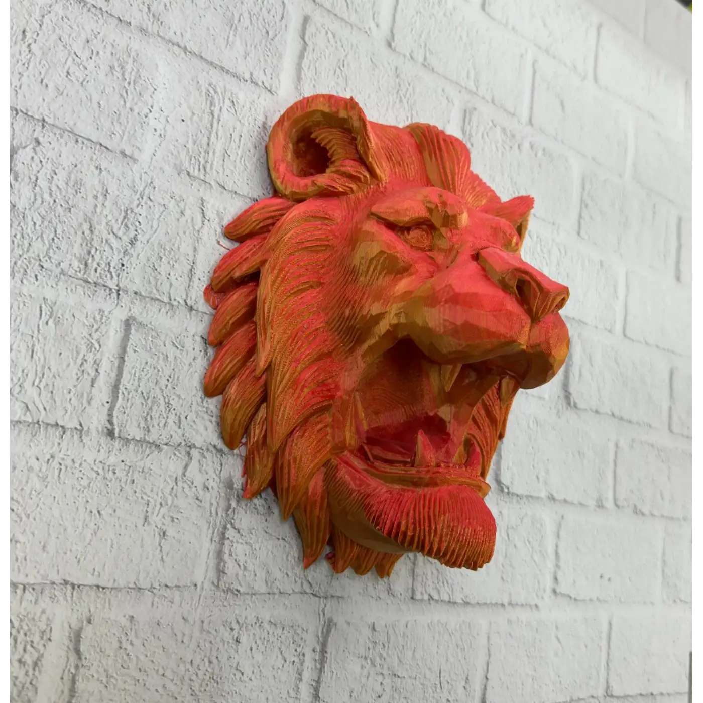 Özel Tasarım 3D Aslan Figürü Duvar Süsü Dekoratif Heykel 20x21 cm