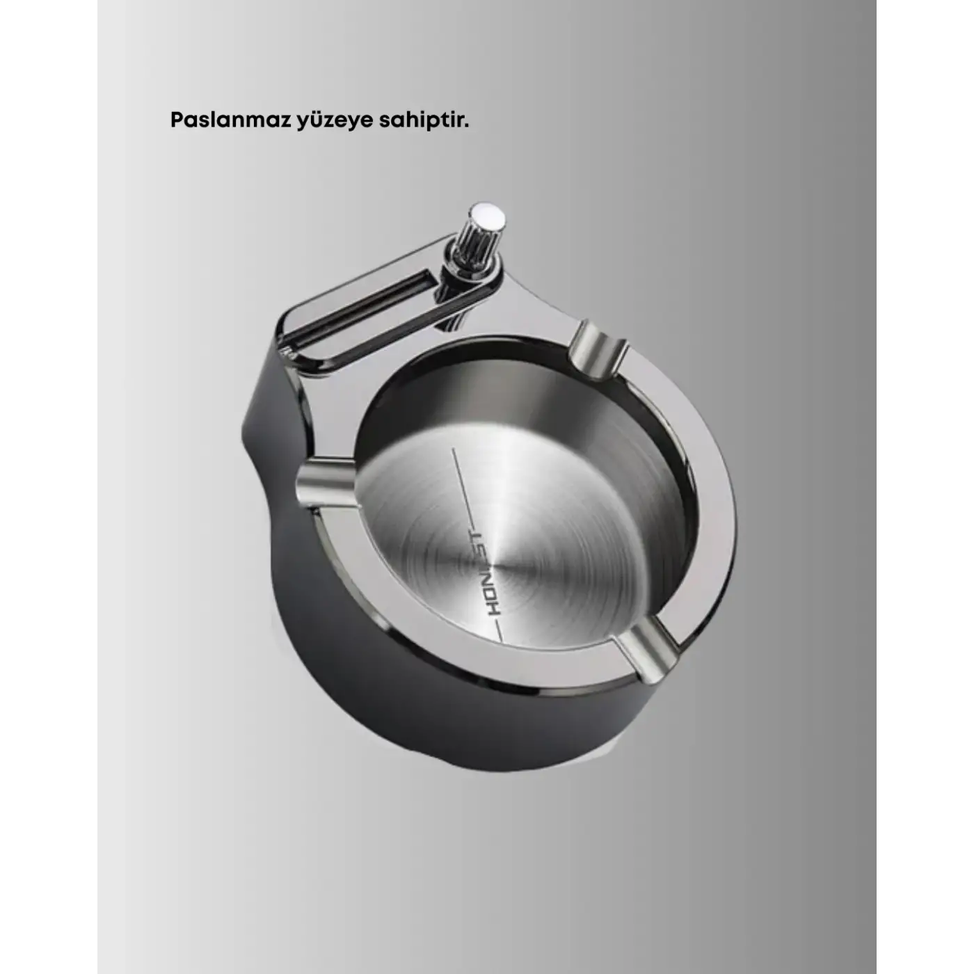 Paslanmaz Çakmaklı Küllük Modern Masa Üstü Aksesuar