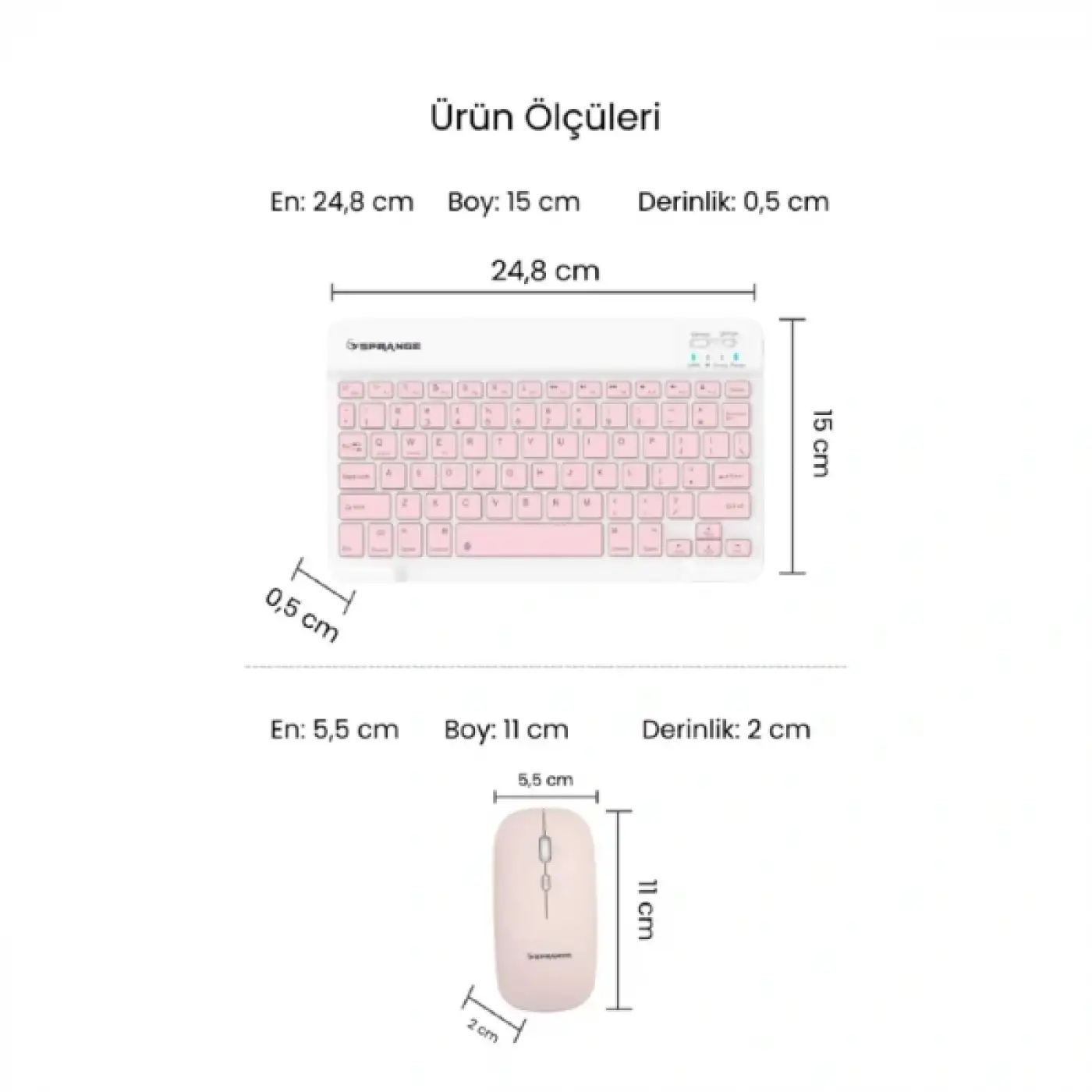 Pembe Kablosuz Klavye Ve Mouse Seti