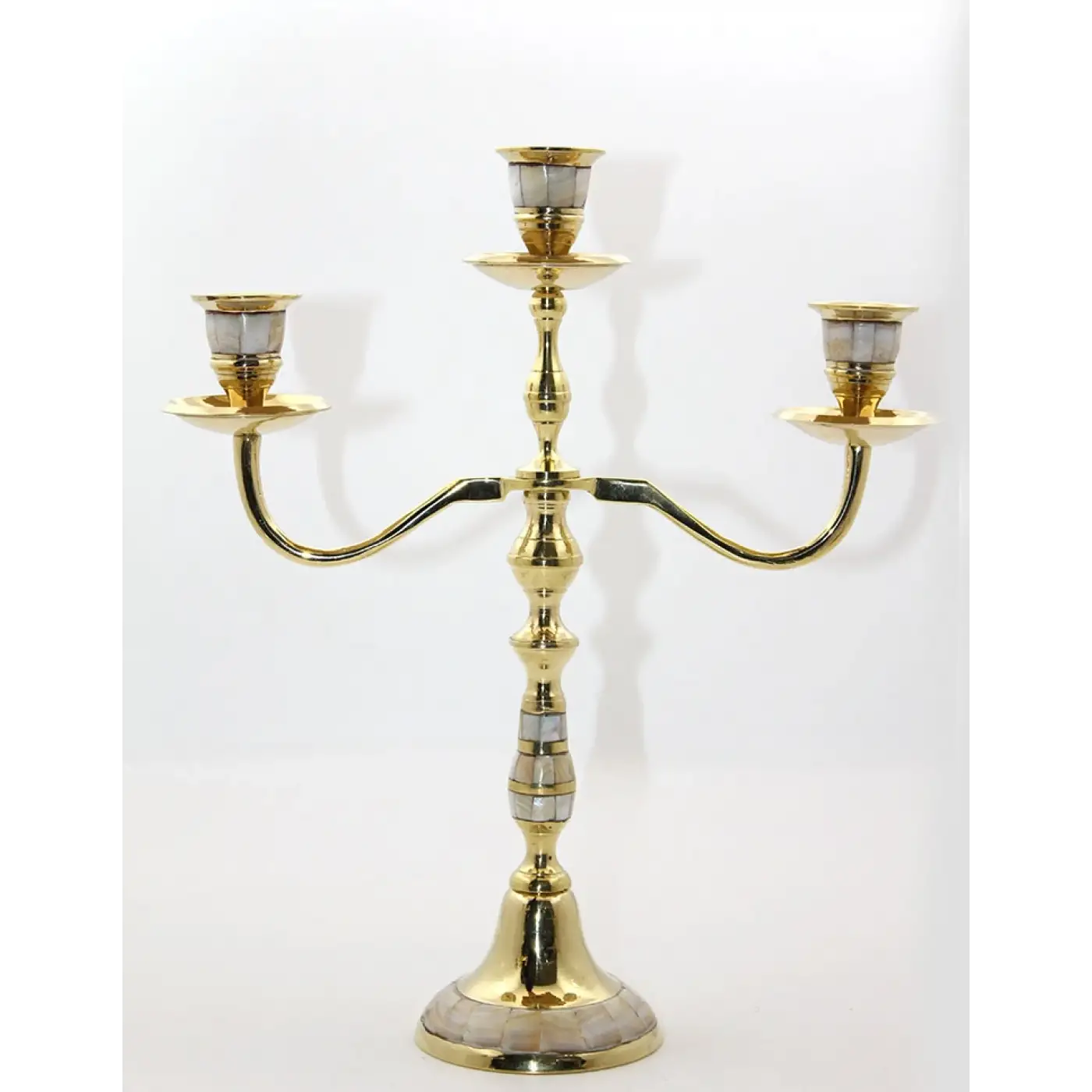 Pirinç Sedefli 3lü Şamdan Model 2