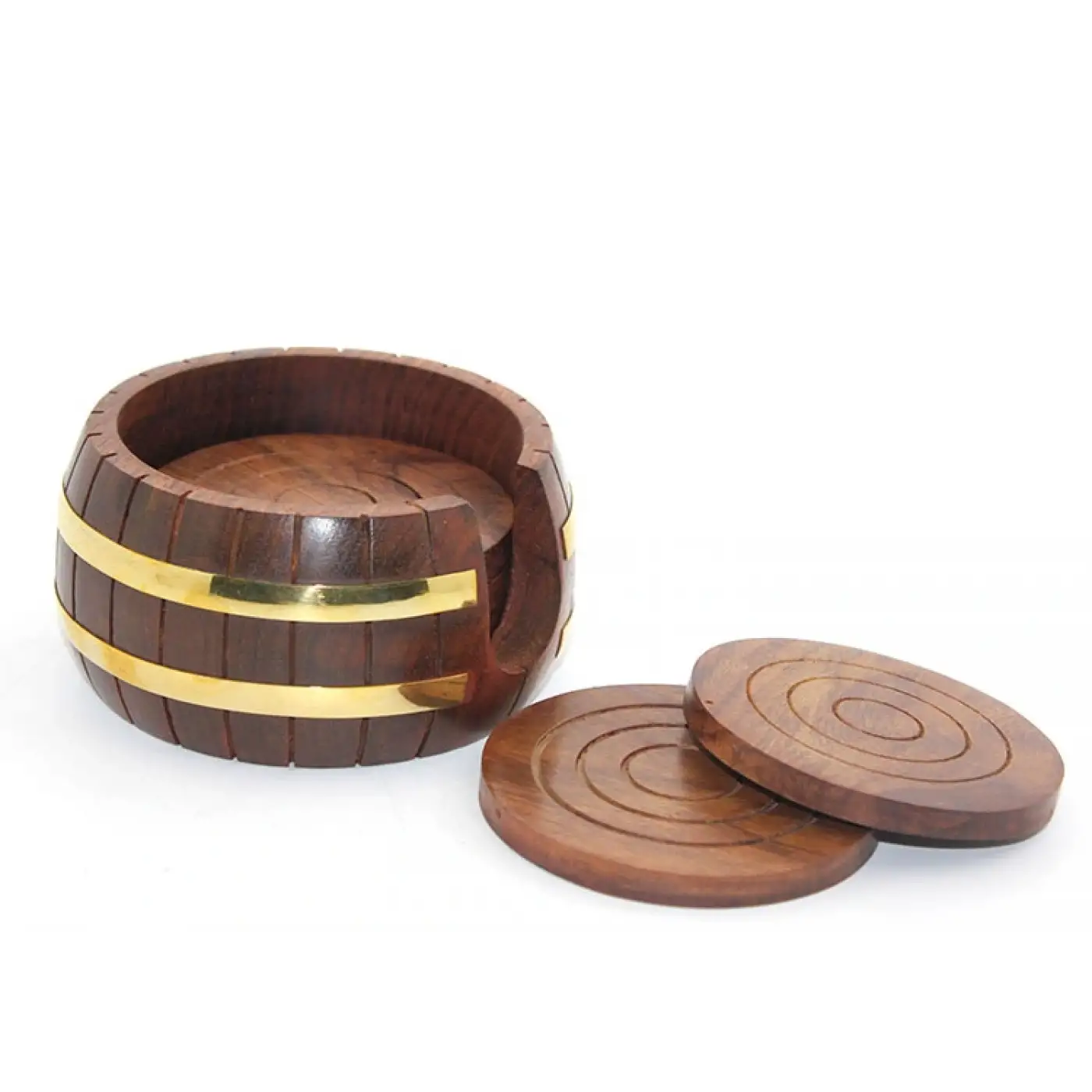 Pirinç Yuvarlak Ahşap Bardak Altı