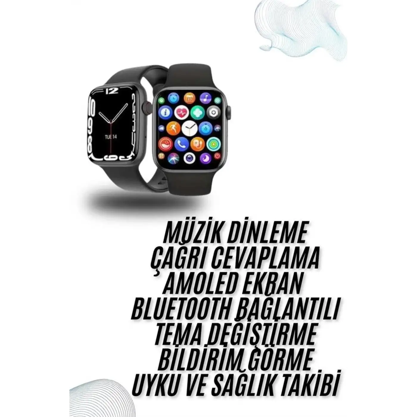 Plastik Kordonlu Kalp Atışı Uyku Takibi ve Çağrı Cevaplayabilen Akıllı Saat