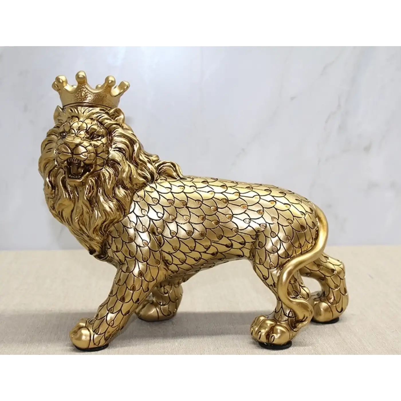 Polyester Dekoratif Taçlı Aslan Figürü Alk2576
