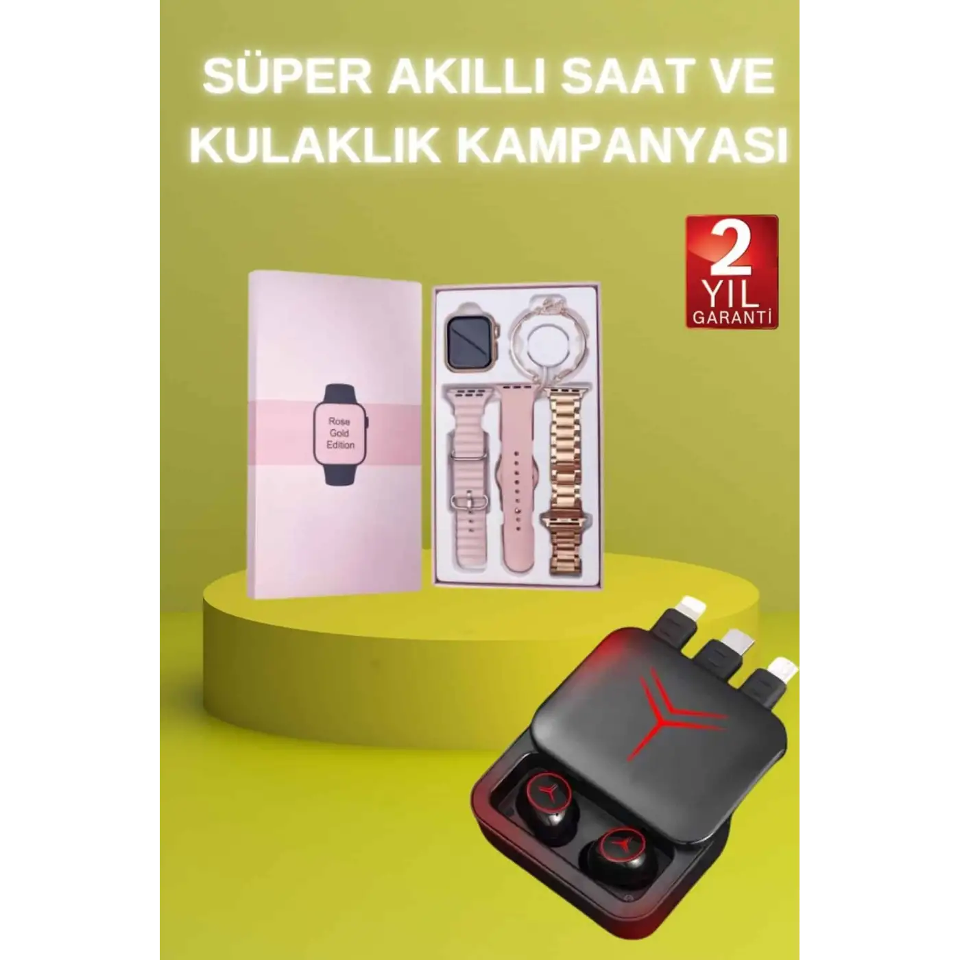 Powerbank Özellikli Bluetooth Kulaklık ve Nabız Ölçer Akıllı Saat Bileklik Hediyeli