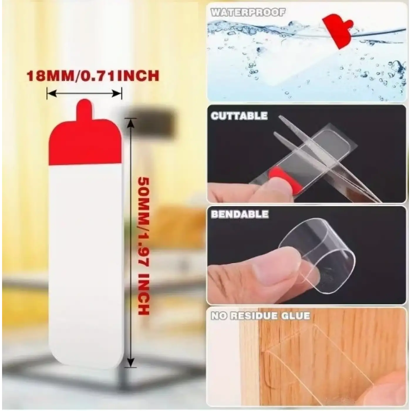 Pratik 60 Parça Kolay Açılır Güçlü Çift Taraflı Bant 18mm*50mm