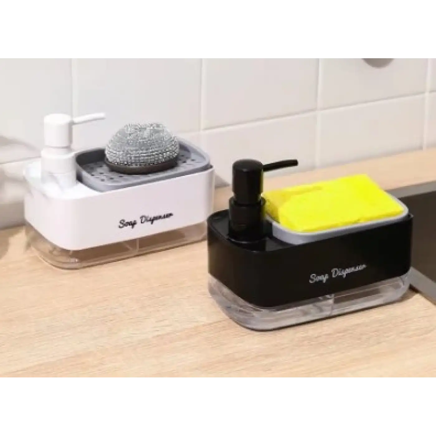 Pratik Çift Hazneli Sıvı Sabunluk, Süngerlik Ve Otomatik Deterjanlık