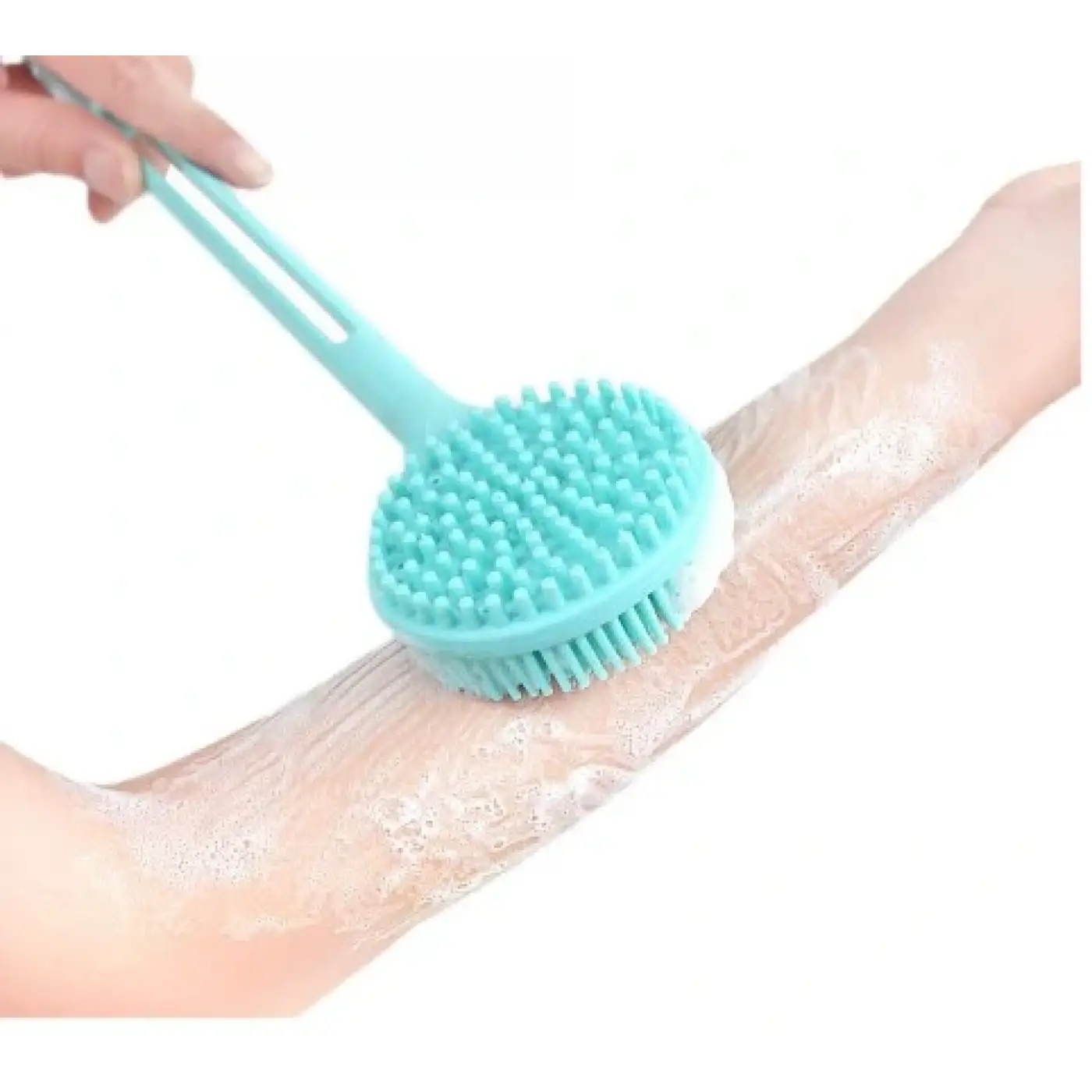 Pratik Çift Taraflı Silikon Uzun Saplı  Banyo Fırçası Cm-331