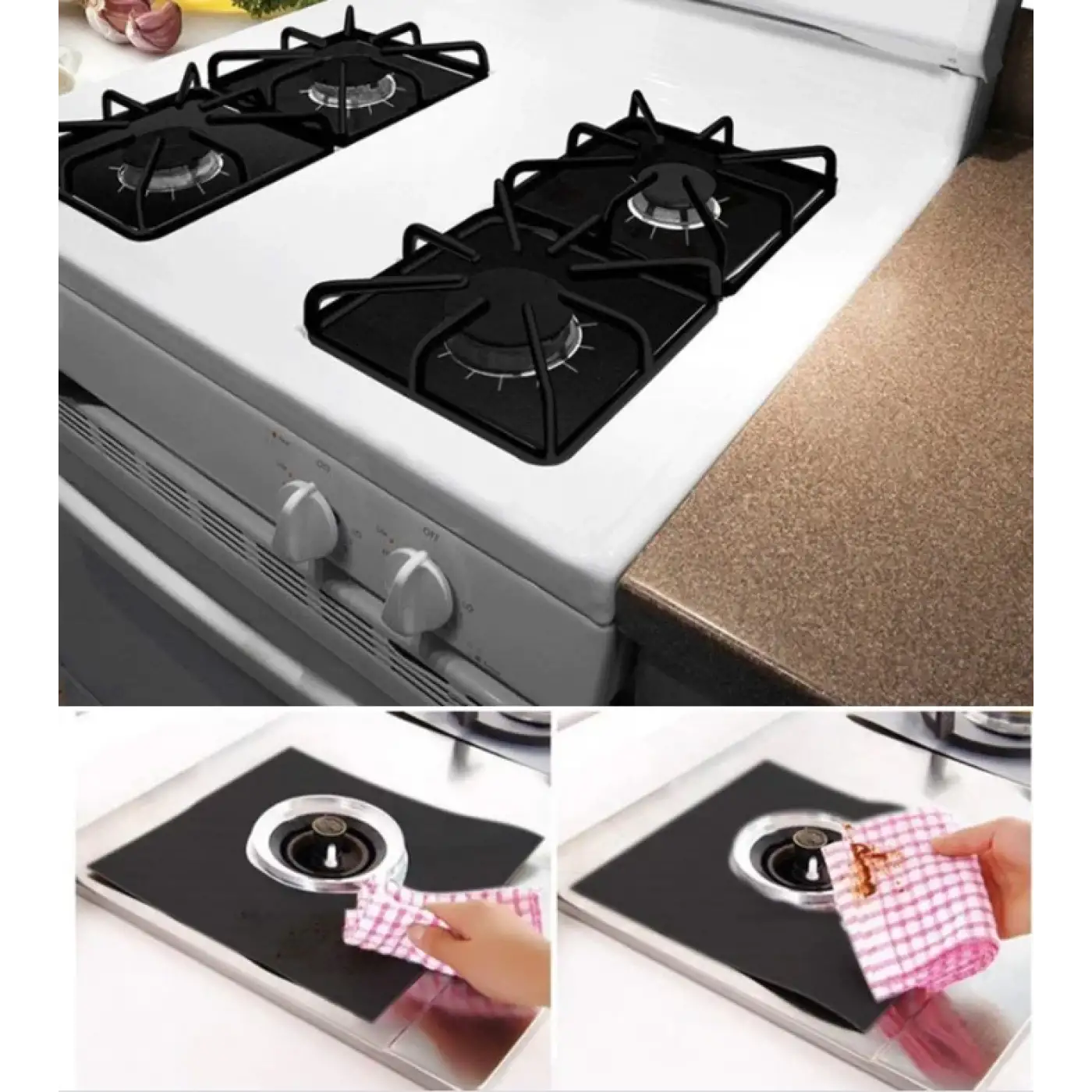 Pratik Ocak Koruyucu Folyo Yanmaz Yapışmaz 4lü Set Siyah