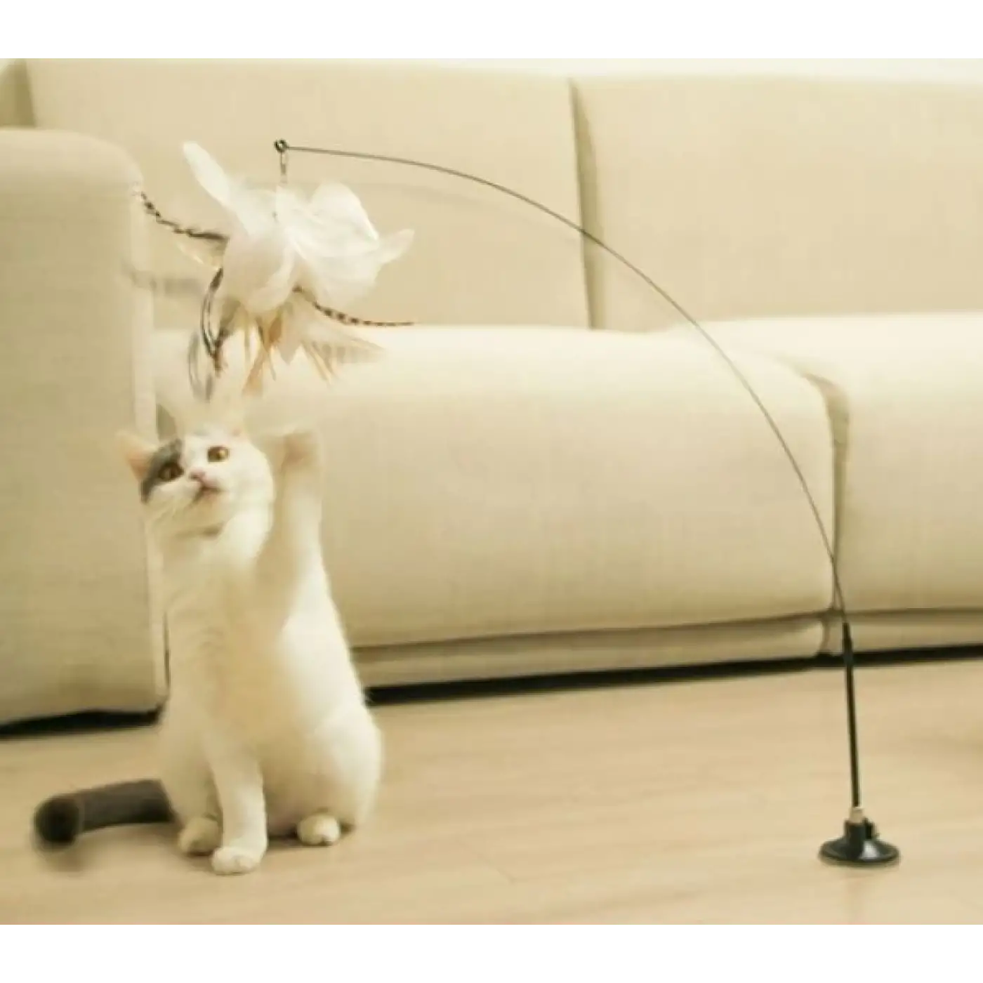 Pratik Vantuzlu Tüylü Zilli Kedi Oyun Oltası