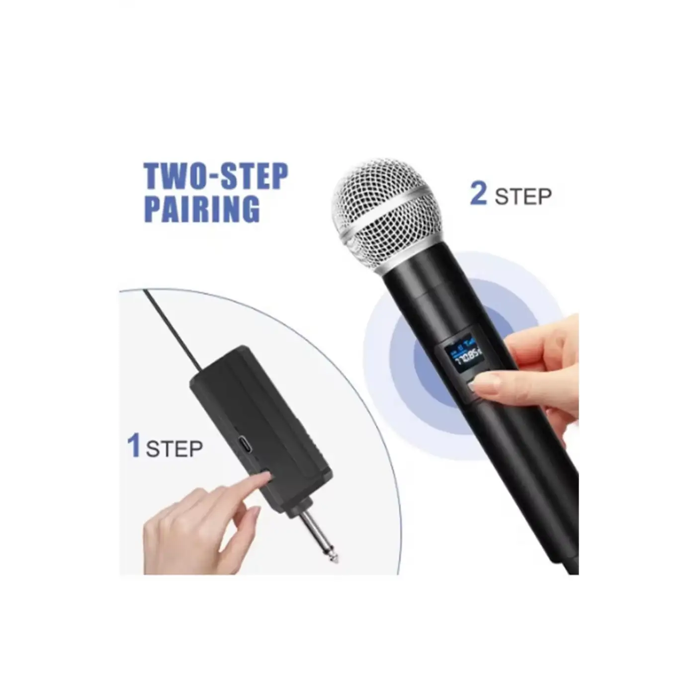 Profesyonel Çiftli Kablosuz Mikrofon Seti Karaoke Şarj Edilebilir 50 Metre Mesafe