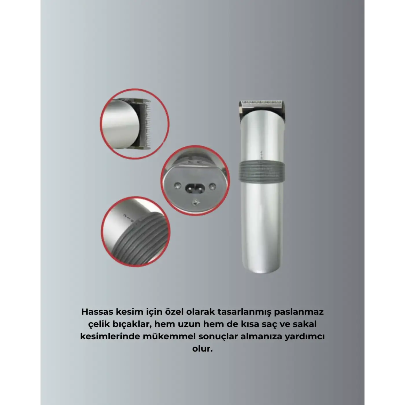 Profesyonel Erkek Tıraş Makinesi – Kablosuz, Paslanmaz Bıçaklı ve Tam Aksesuar