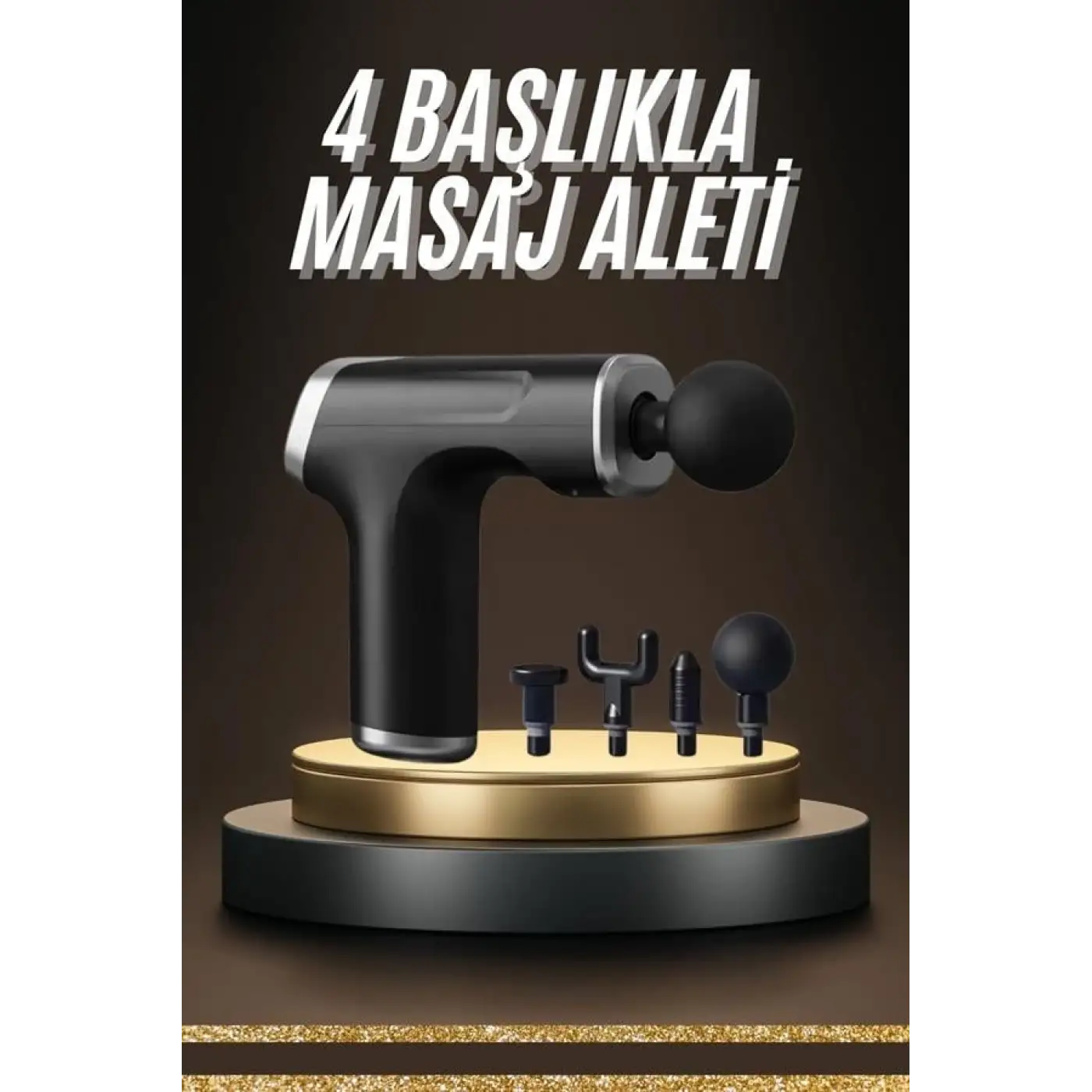 Profesyonel Masaj Tabancası Sporcu Masaj Aleti 4 Başlıklı Şarjlı Titreşimli