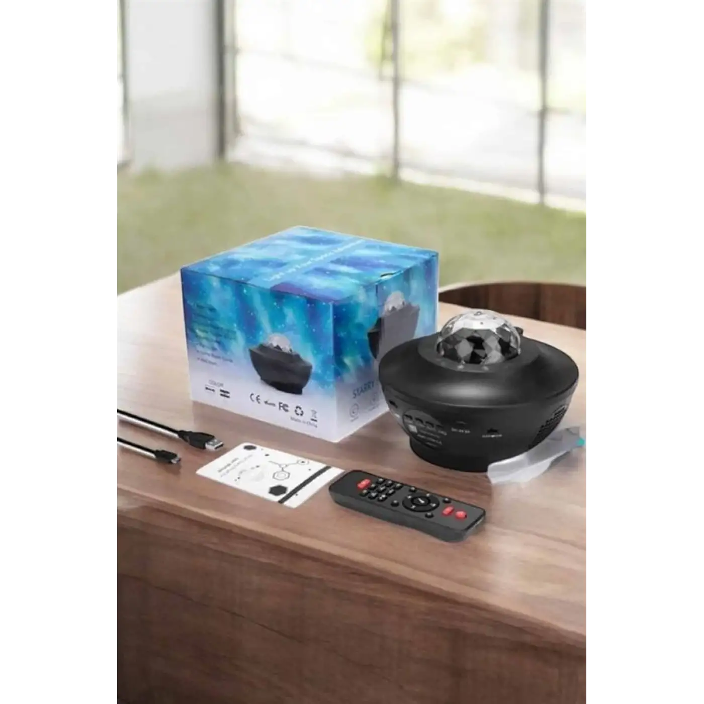 Projektör Yıldız Gece Lambası Disko Topu Bluetooth Bağlantılı Taşınabilir Şarjlı