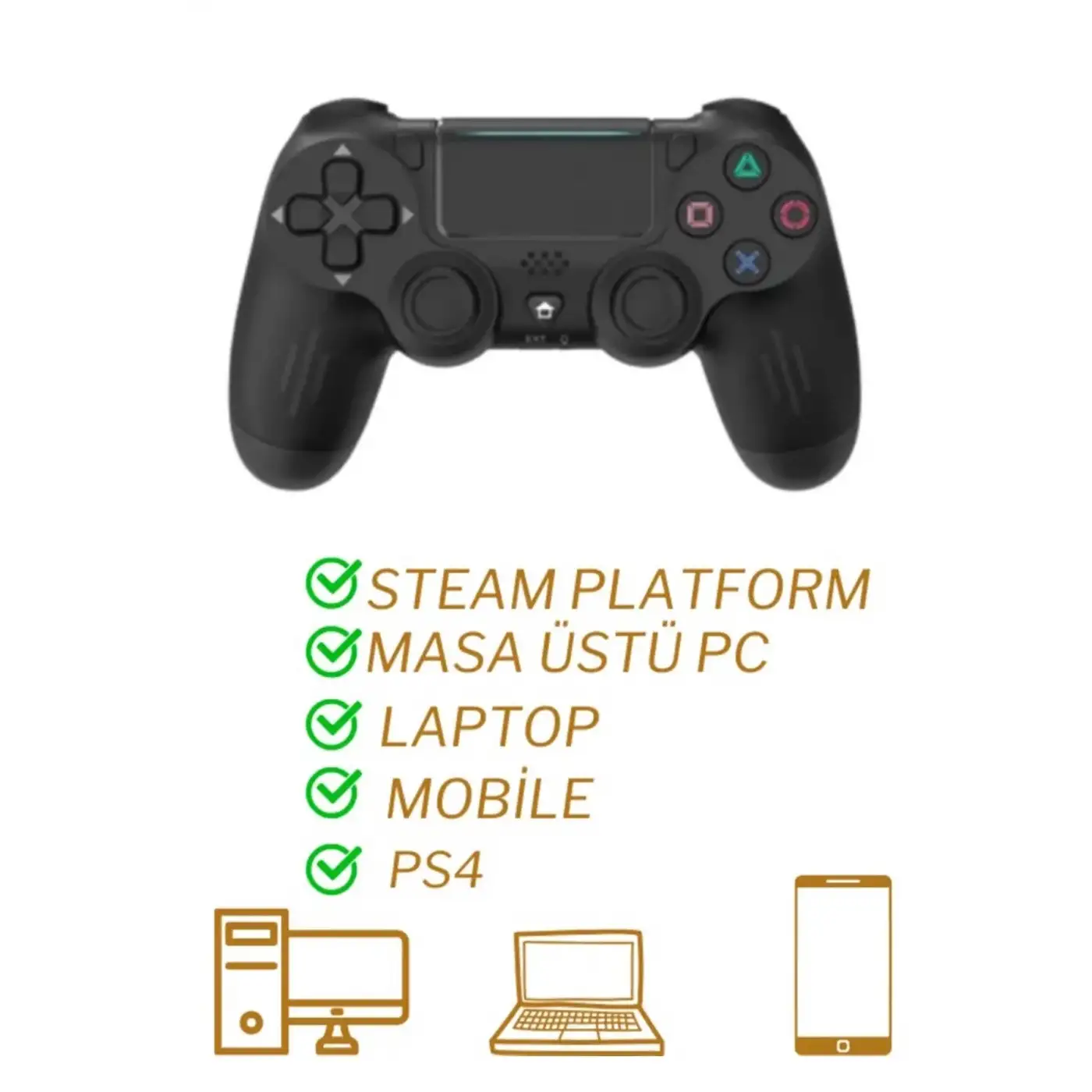 Ps4 Kol Wireless Bt Kablosuz Oyun Kolu Ps4 Joystick Tablet Telefon Pc Uyumlu Titreşimli Oyun Kolu