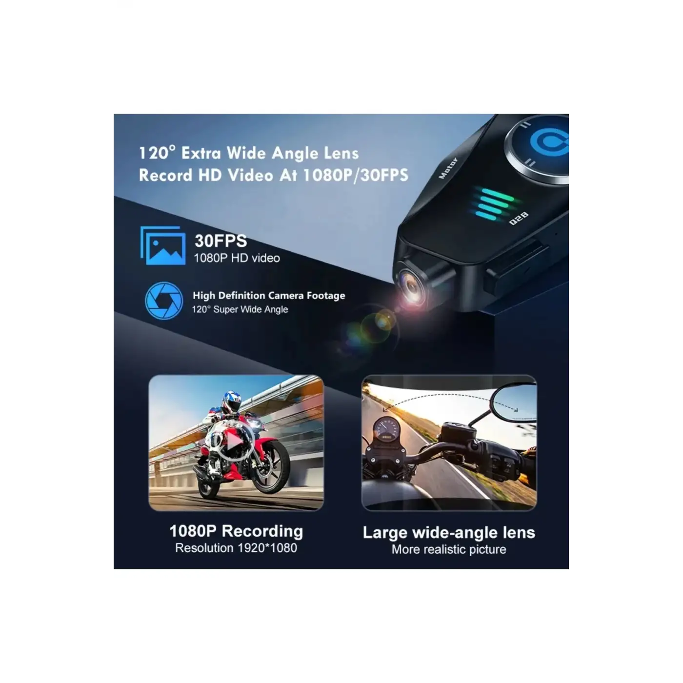 Q28 Motosiklet Kask Bluetooth Kulaklık 1080p Kamera Interkom Kulaklık Su Geçirmez Intercom