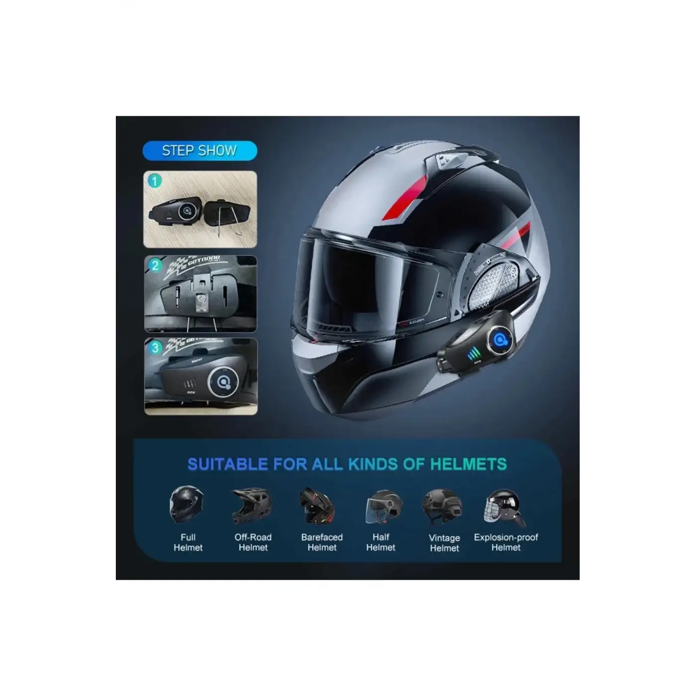 Q28 Motosiklet Kask Bluetooth Kulaklık 1080p Kamera Interkom Kulaklık Su Geçirmez Intercom