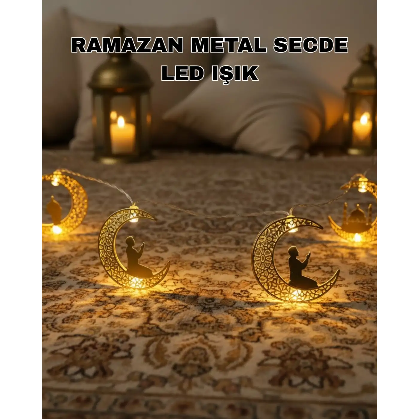 Ramazan Ay Işığı Secde Eden Adam Silüetli LED Peri Işığı